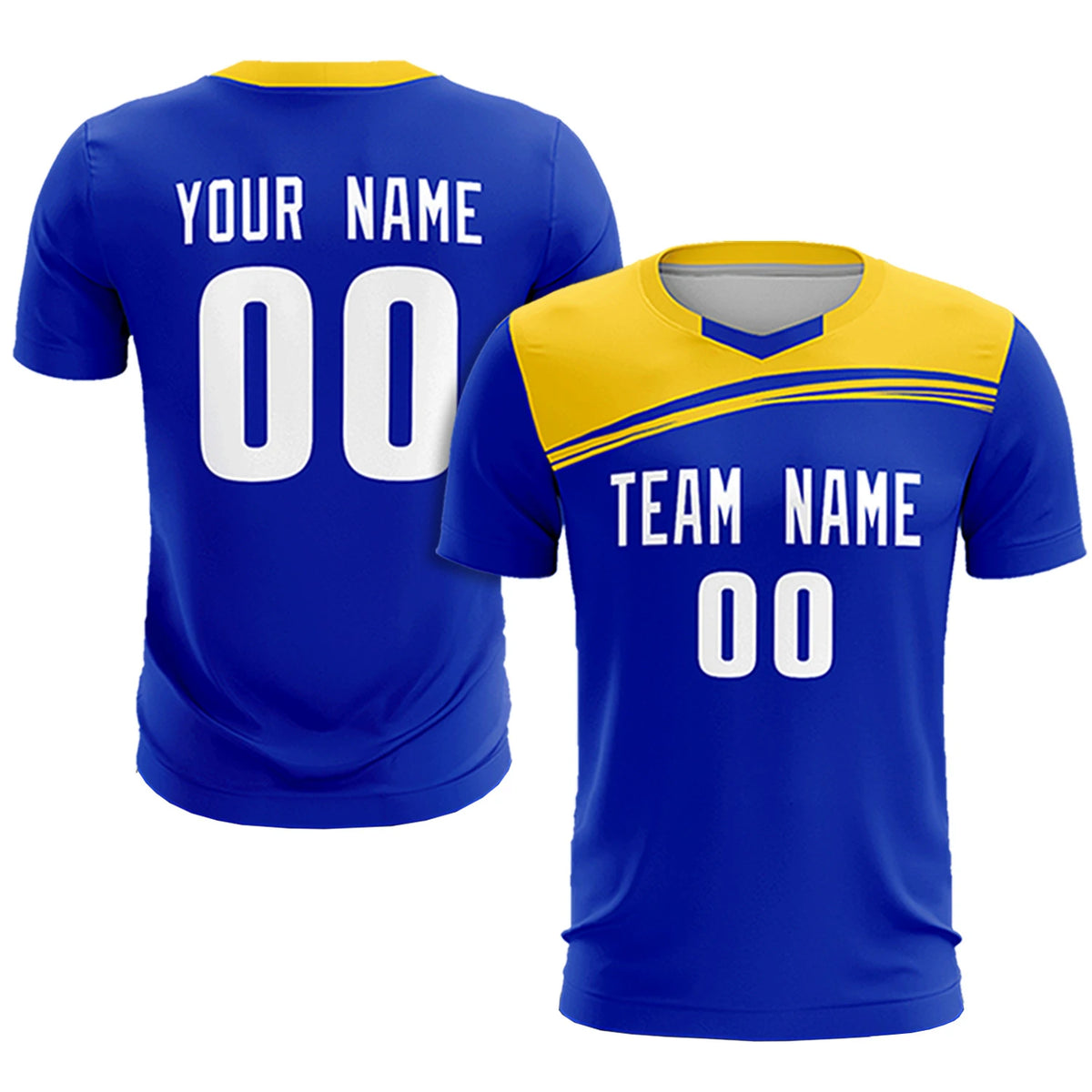 Custom Royal Blue Gold01 Personalized Men Soccer Sets Jersey