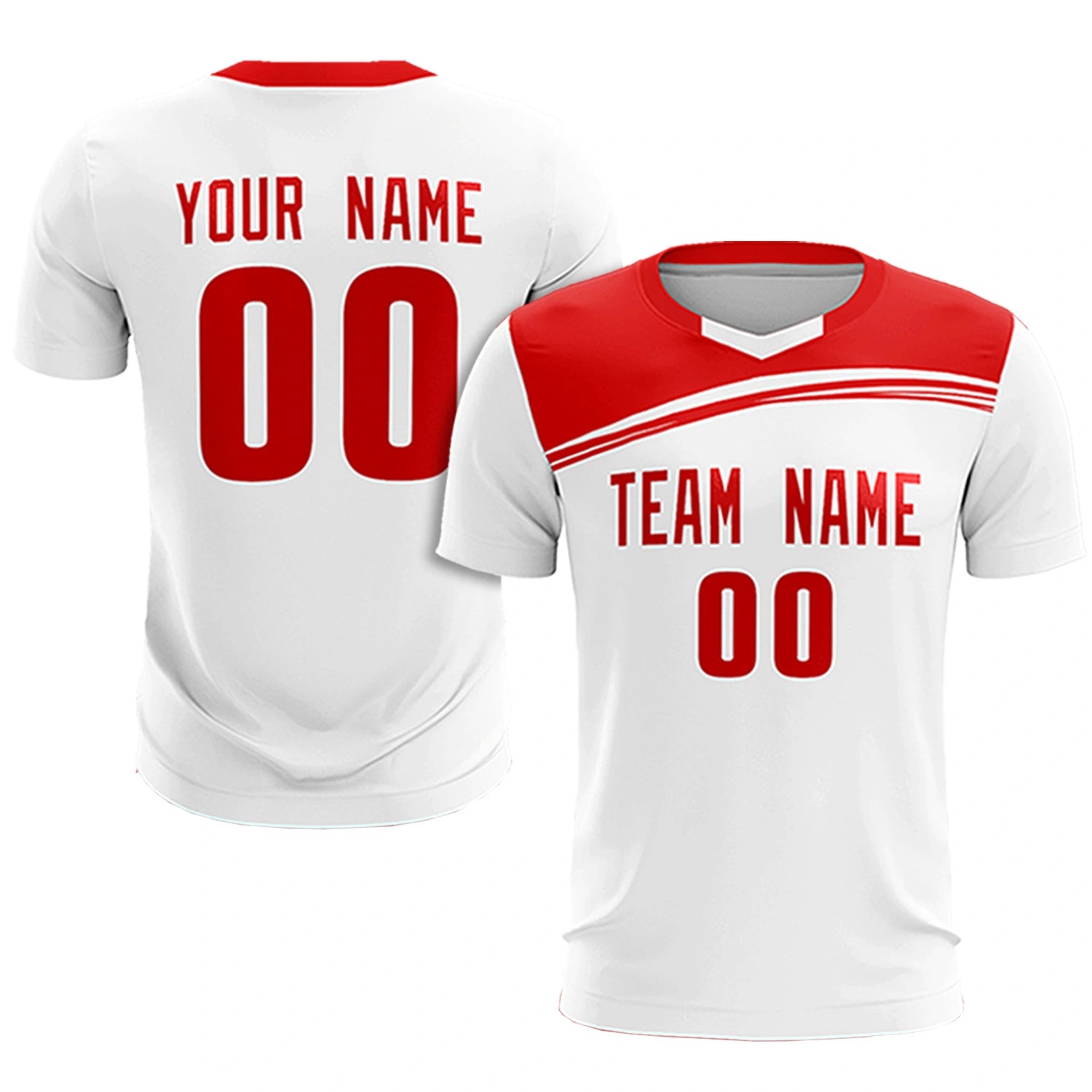 Custom White Red Personalized Men Soccer Sets Jersey