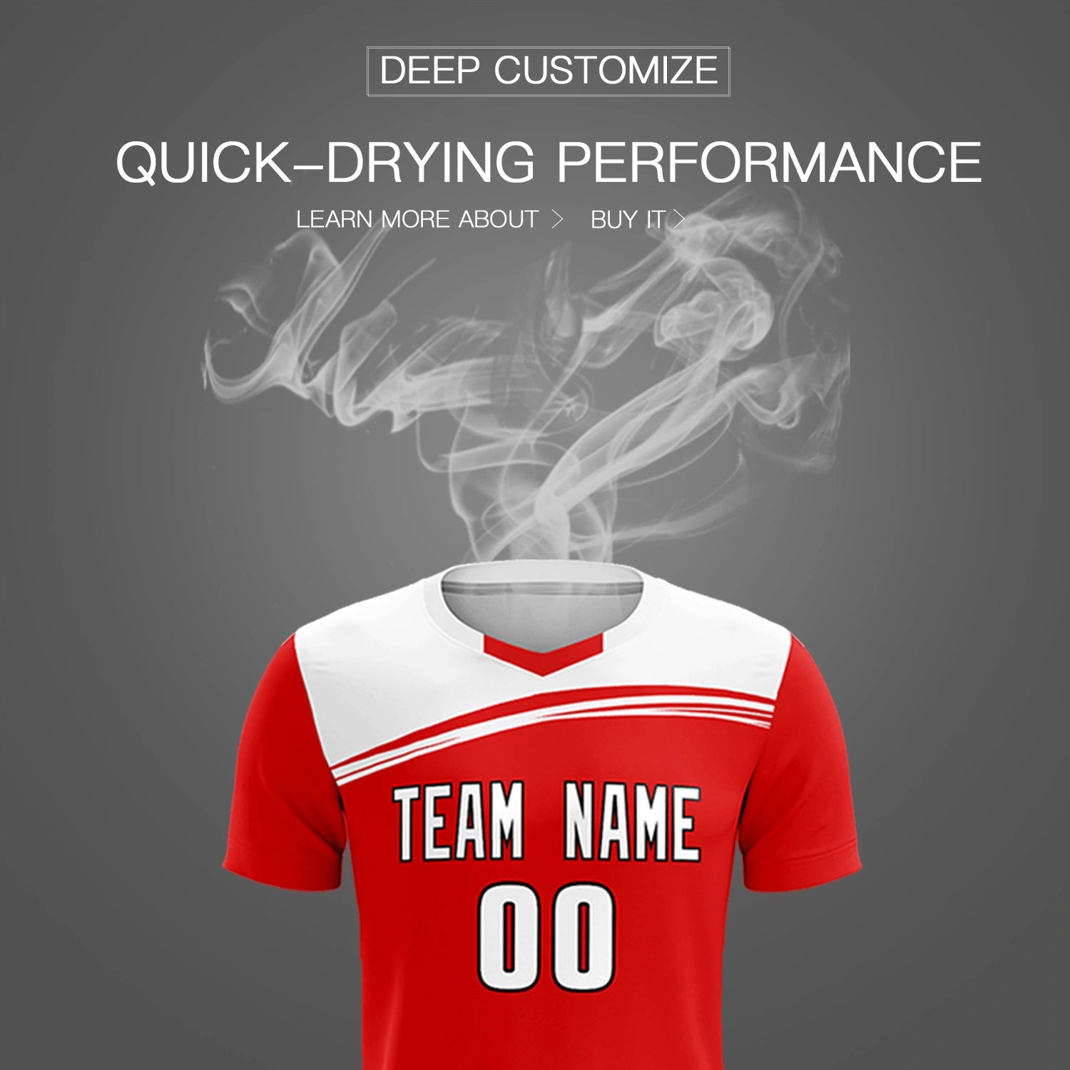 Custom Red White Personalized Men Soccer Sets Jersey