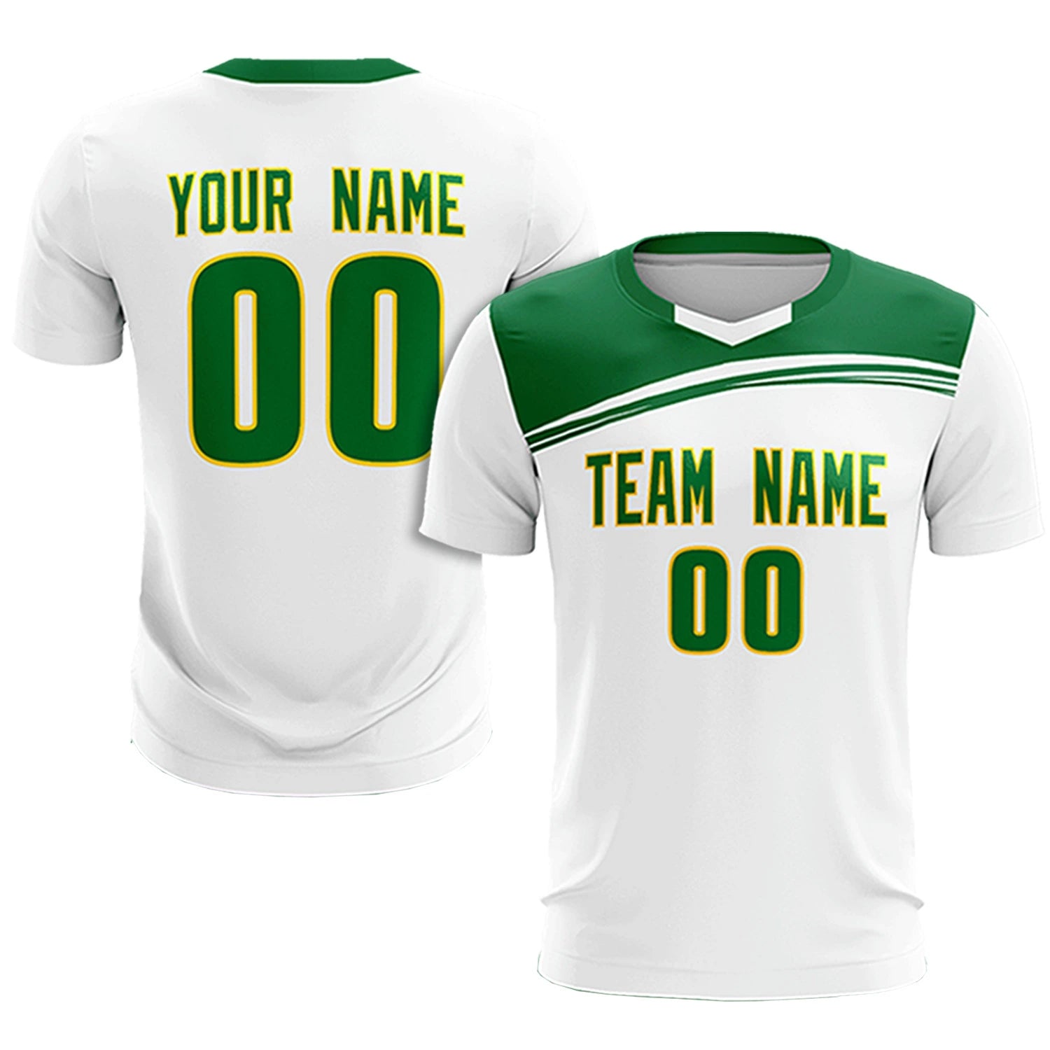 Custom White Kelly Green Personalized Men Soccer Sets Jersey