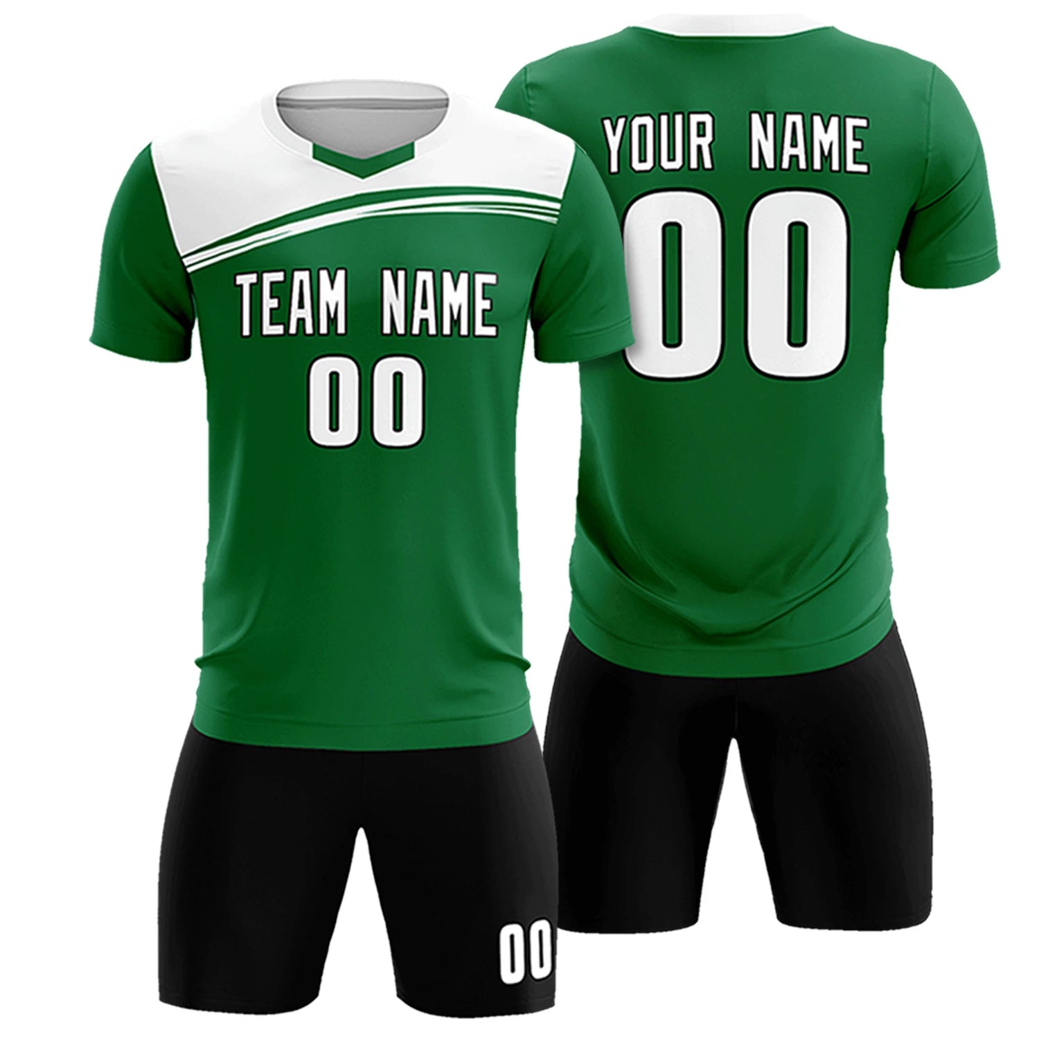 Custom Kelly Green White Personalized Men Soccer Sets Jersey