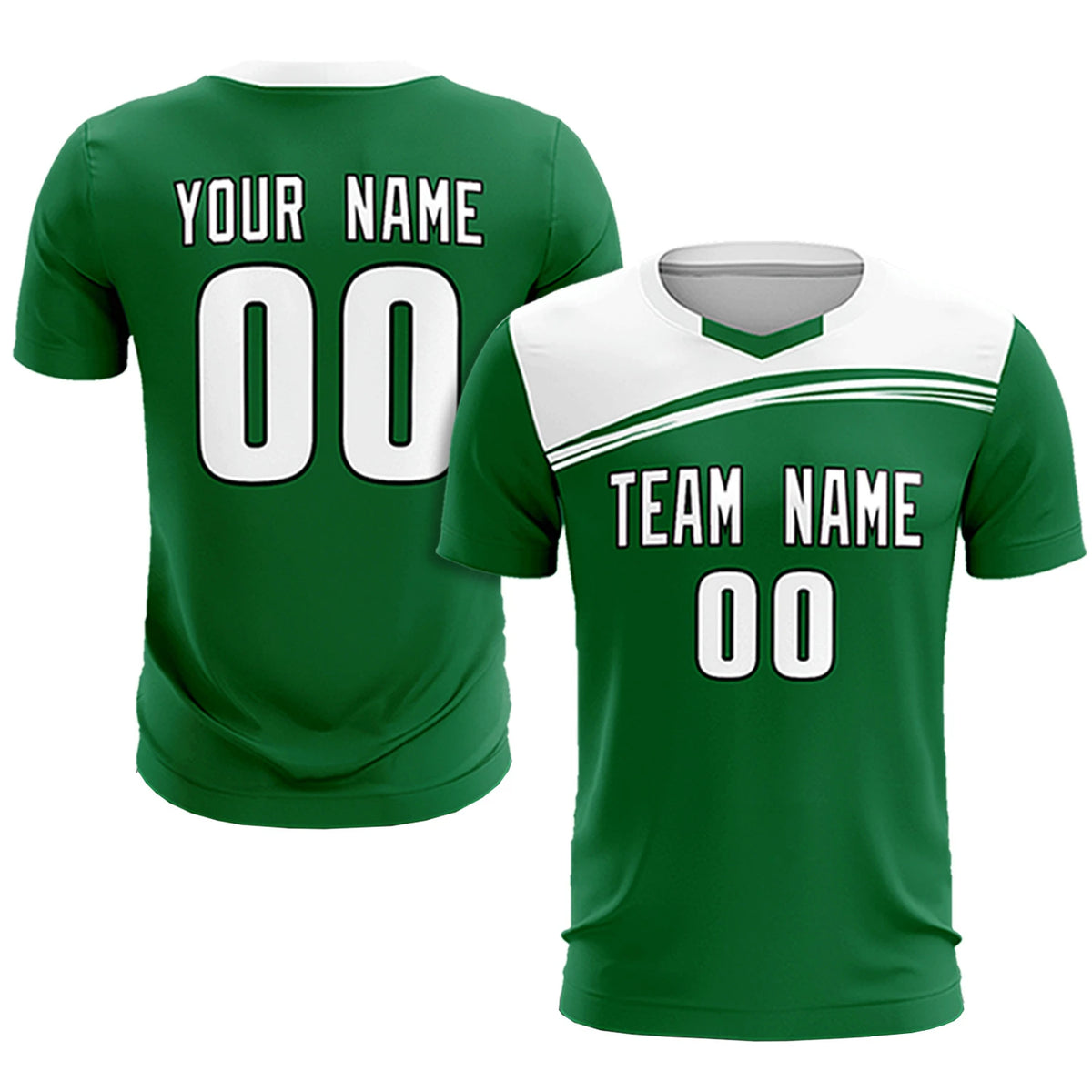 Custom Kelly Green White Personalized Men Soccer Sets Jersey