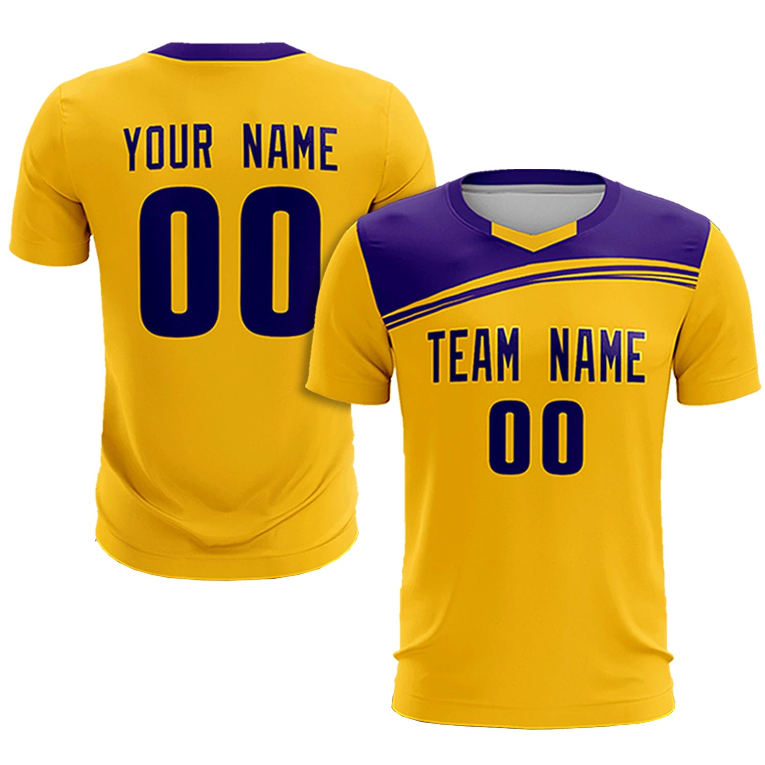 Custom Yellow Purple Personalized Men Soccer Sets Jersey