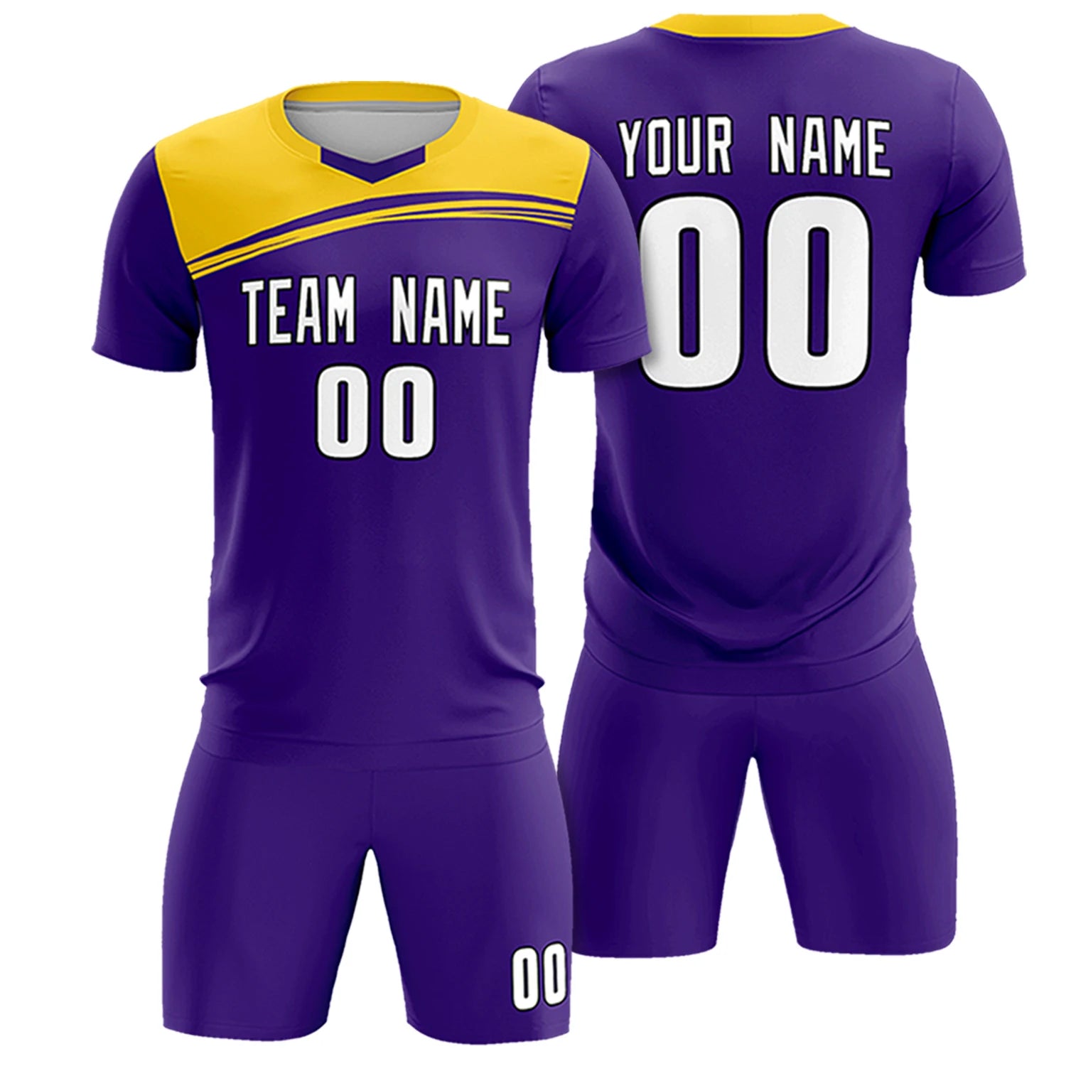 Custom Purple Gold01 Personalized Men Soccer Sets Jersey