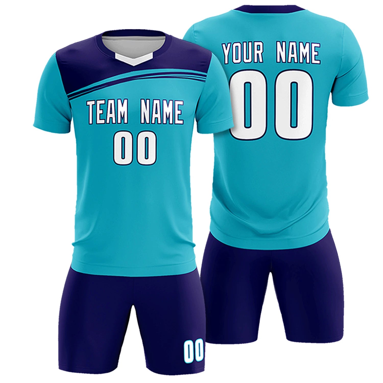 Custom Sky Blue Purple White Personalized Men Soccer Sets Jersey
