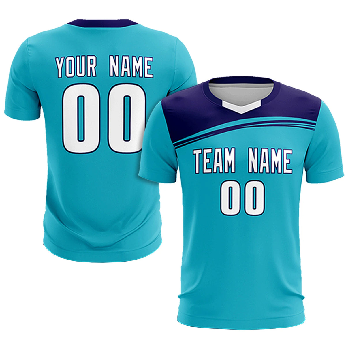 Custom Sky Blue Purple White Personalized Men Soccer Sets Jersey