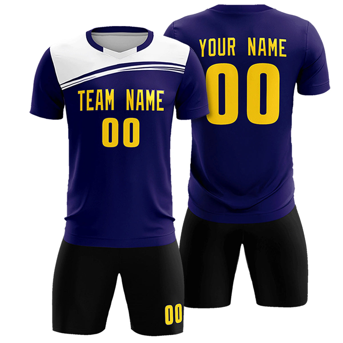 Custom Purple White White Personalized Men Soccer Sets Jersey