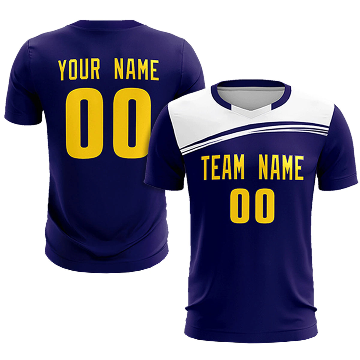 Custom Purple White White Personalized Men Soccer Sets Jersey