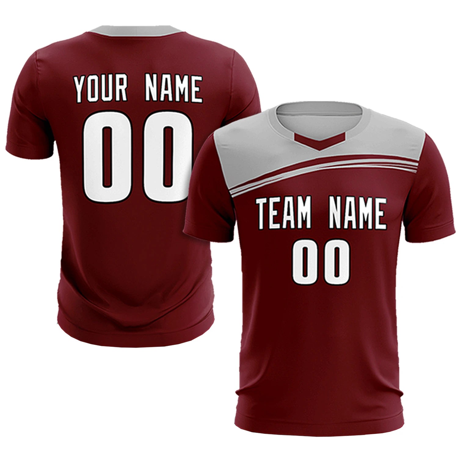 Custom Crimson Gray Personalized Men Soccer Sets Jersey