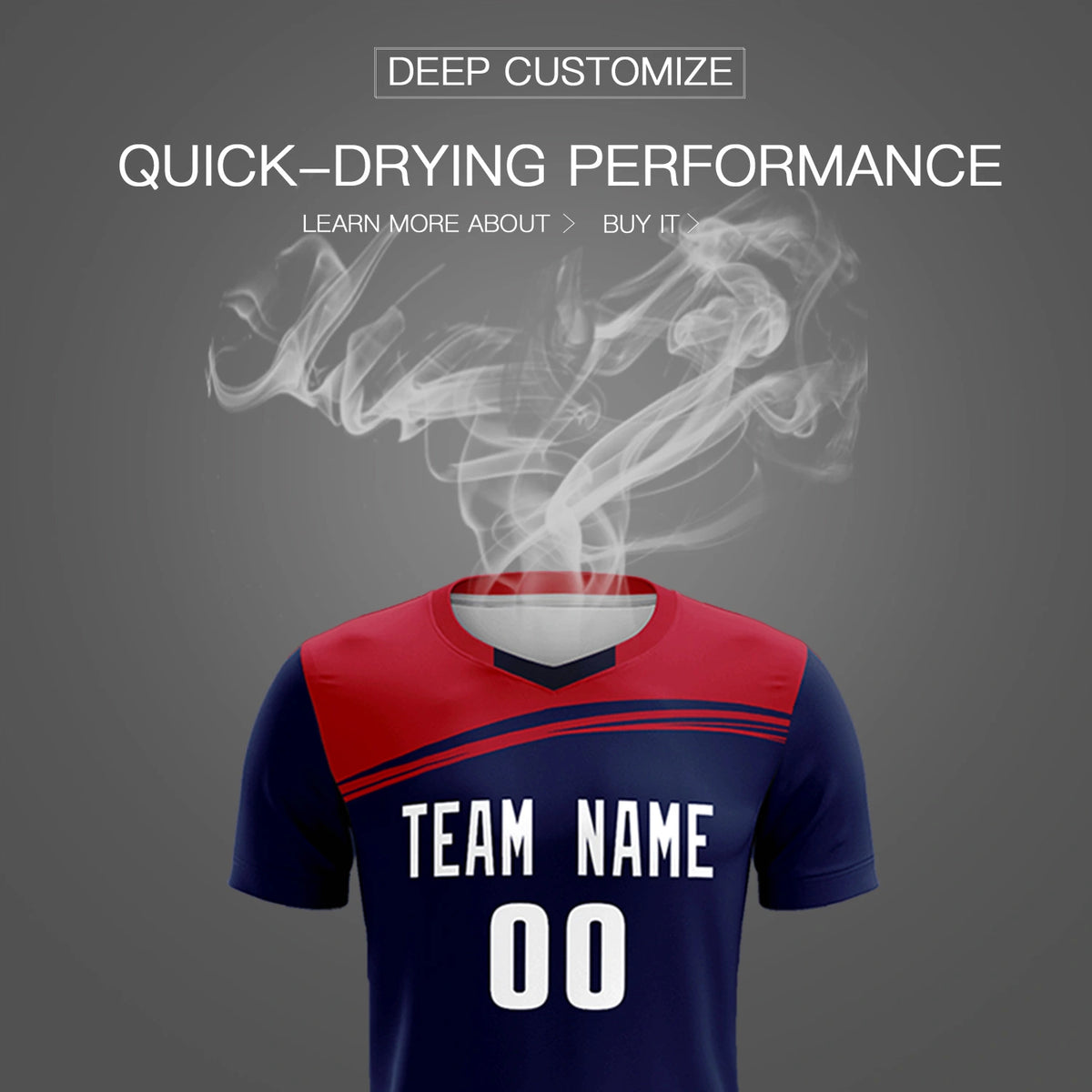 Custom Navy Red Personalized Men Soccer Sets Jersey