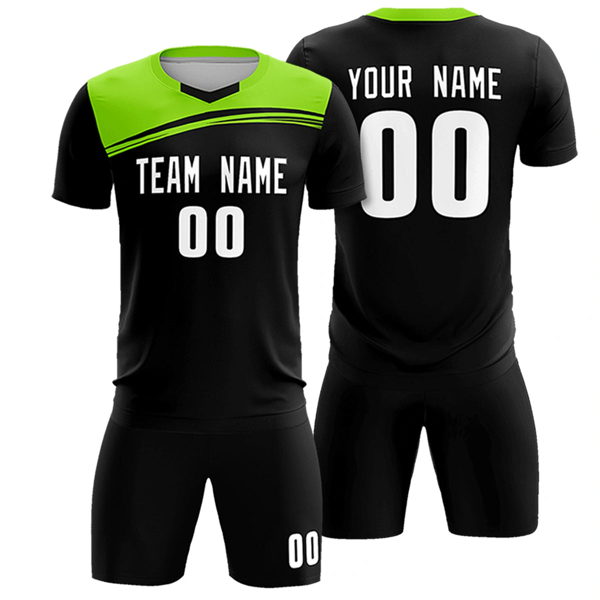 Custom Navy Neon Green Personalized Men Soccer Sets Jersey