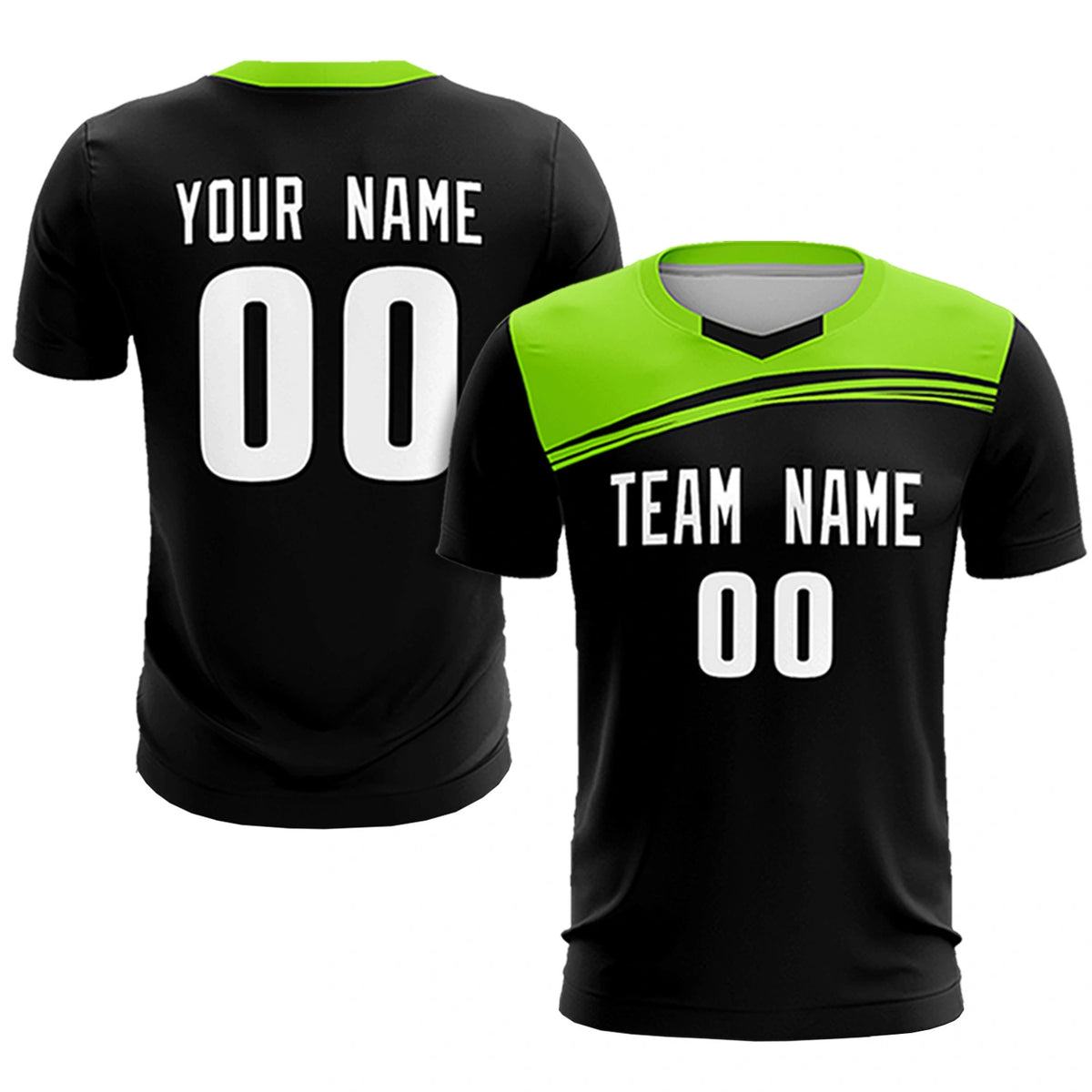 Custom Navy Neon Green Personalized Men Soccer Sets Jersey