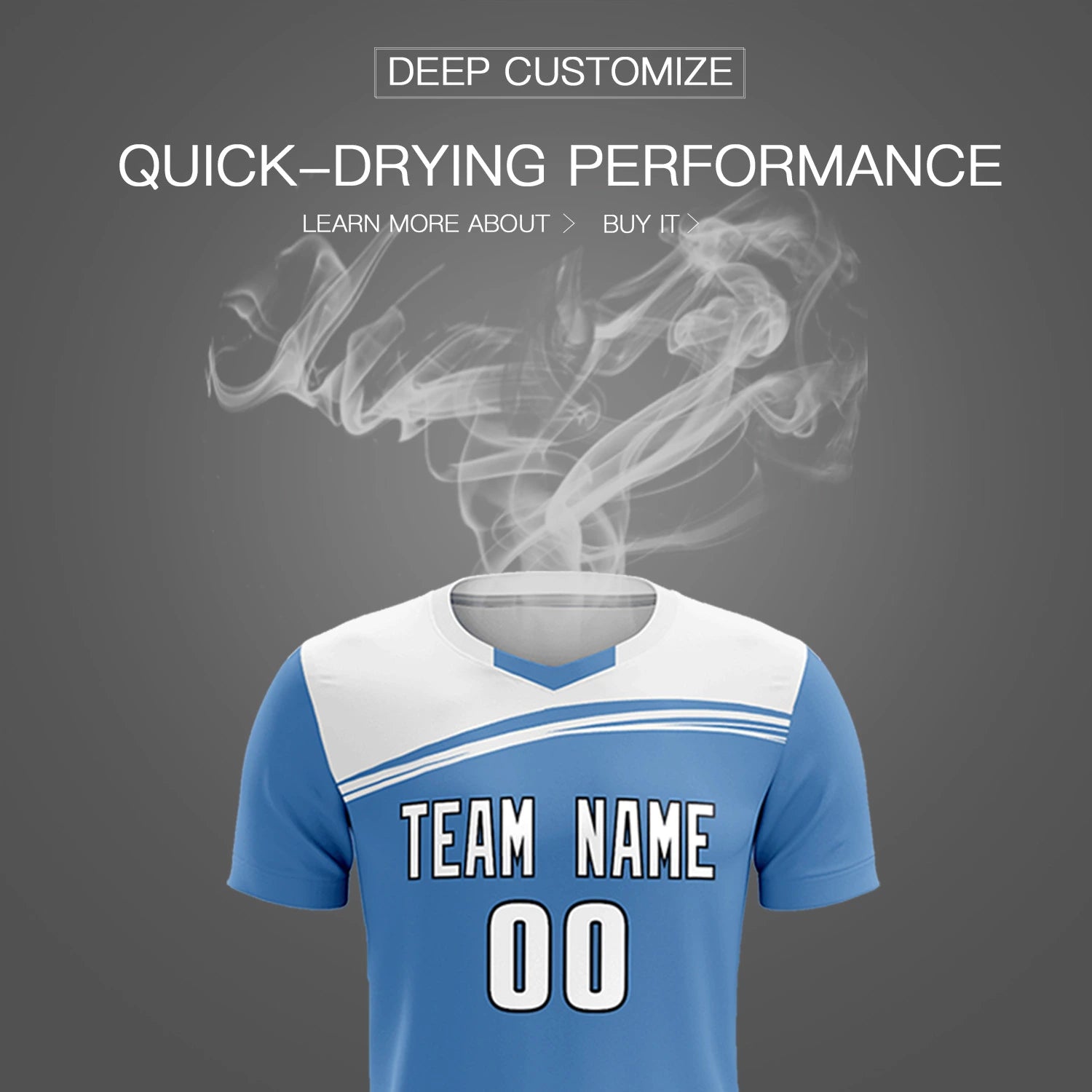 Custom Light Blue White Personalized Men Soccer Sets Jersey