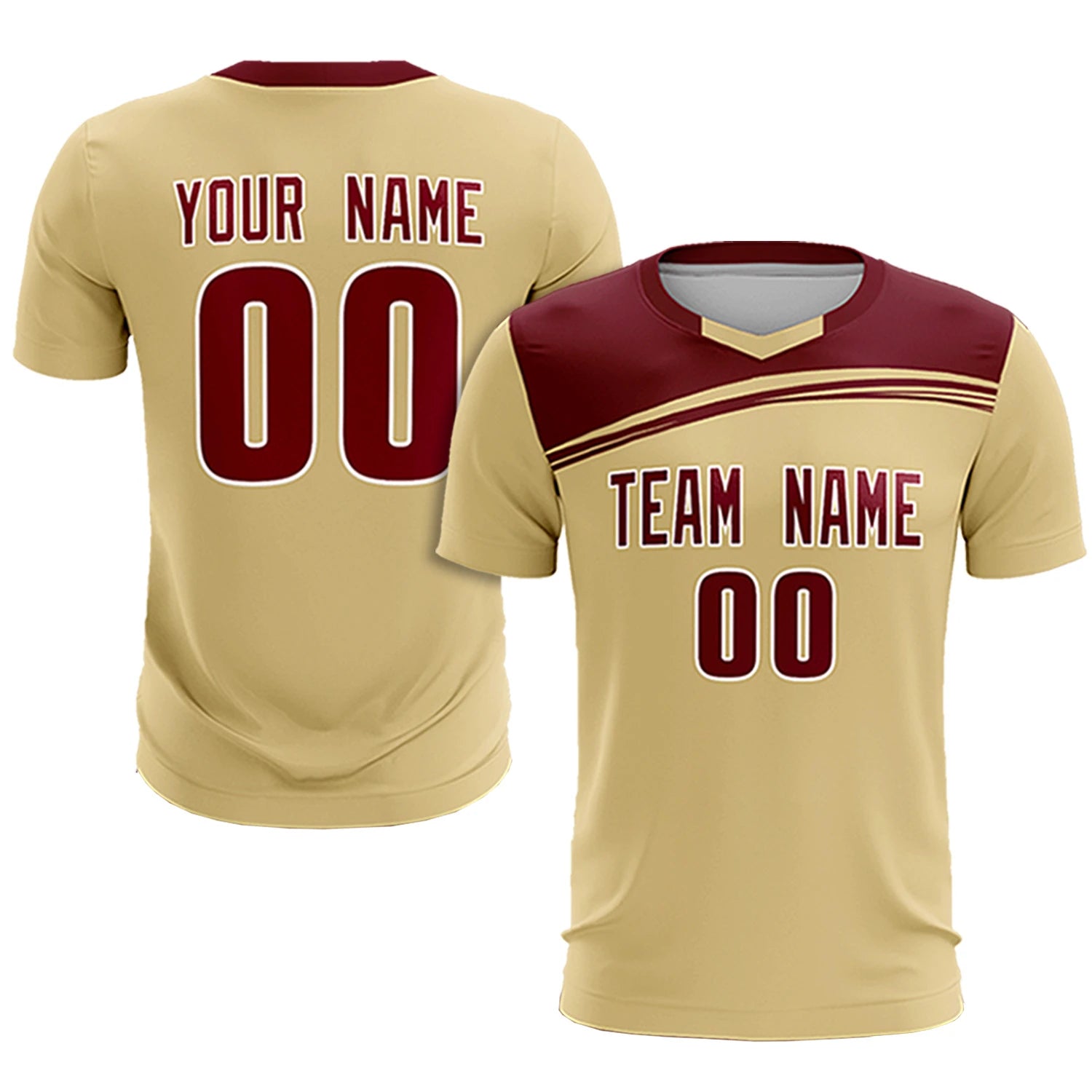 Custom Khaki Crimson Personalized Men Soccer Sets Jersey