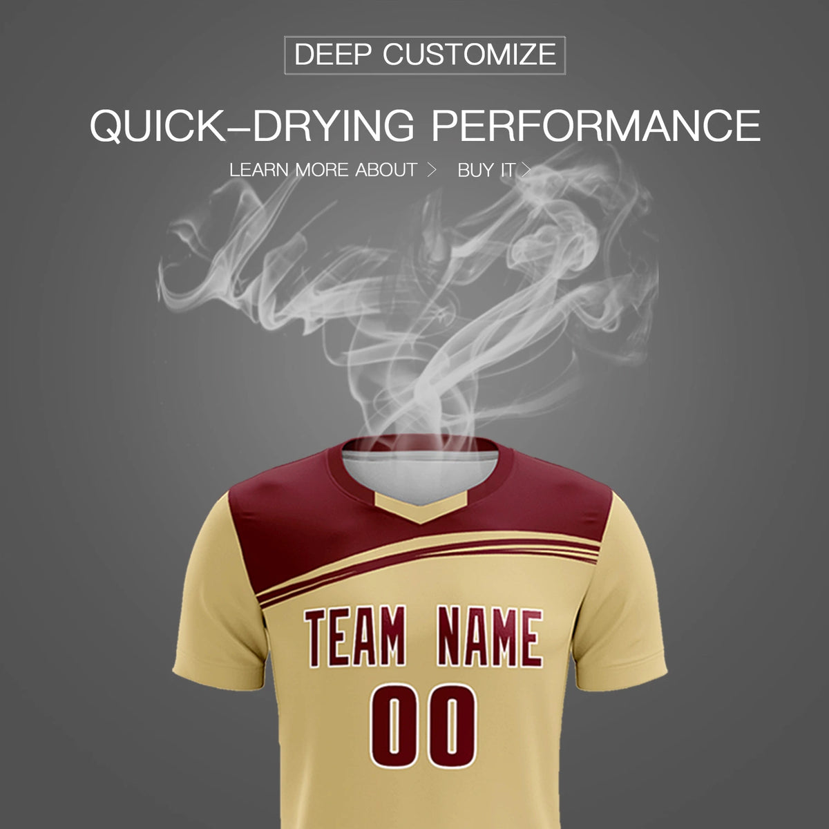 Custom Khaki Crimson Personalized Men Soccer Sets Jersey