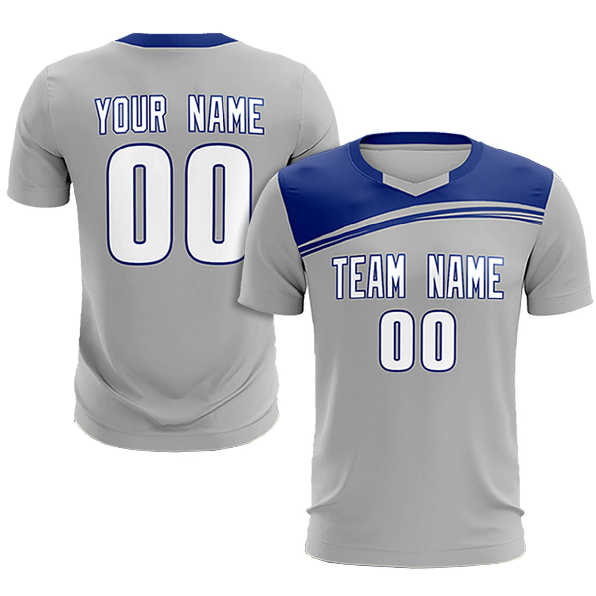 Custom Gray Sky Blue Personalized Men Soccer Sets Jersey