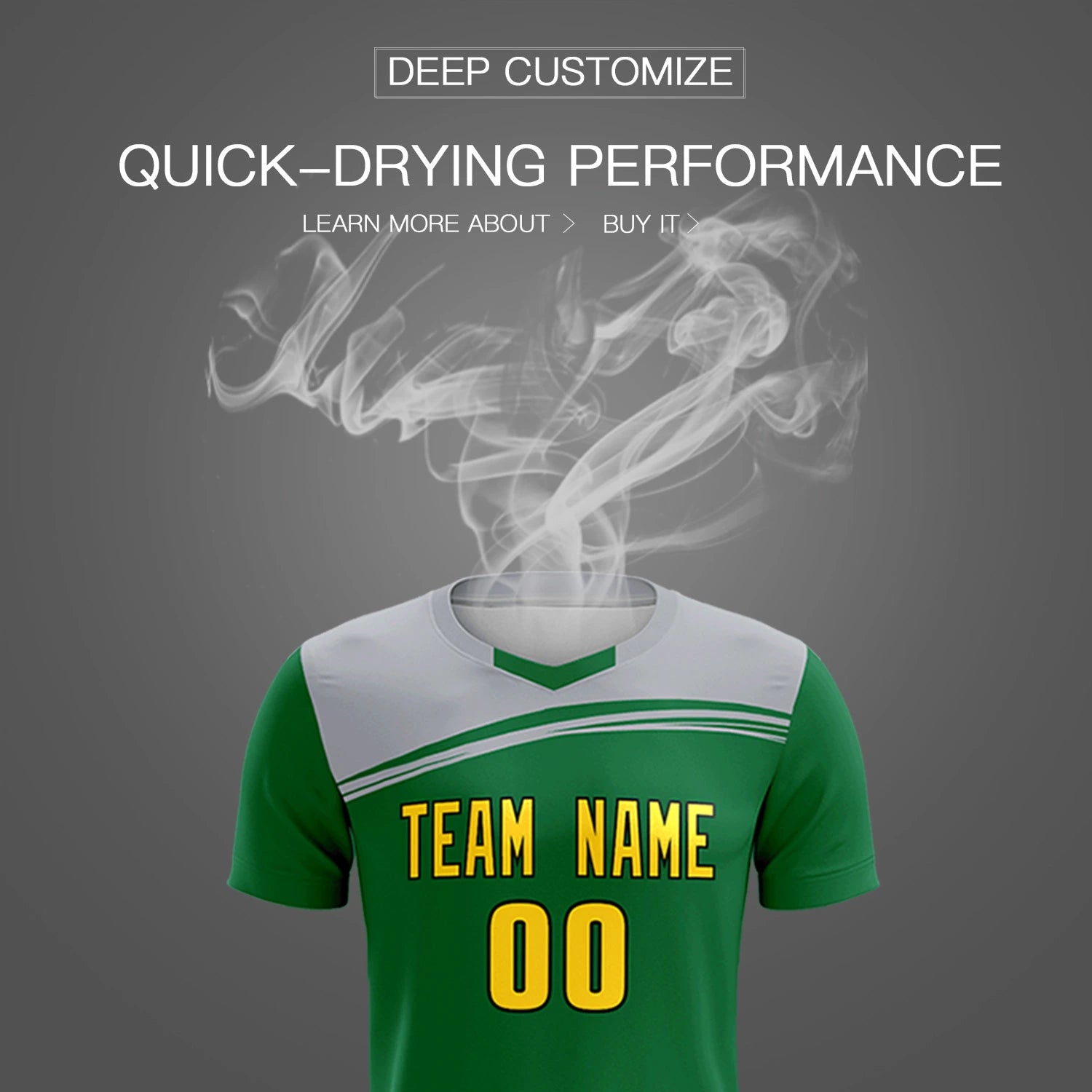Custom Kelly Green Gray Personalized Men Soccer Sets Jersey