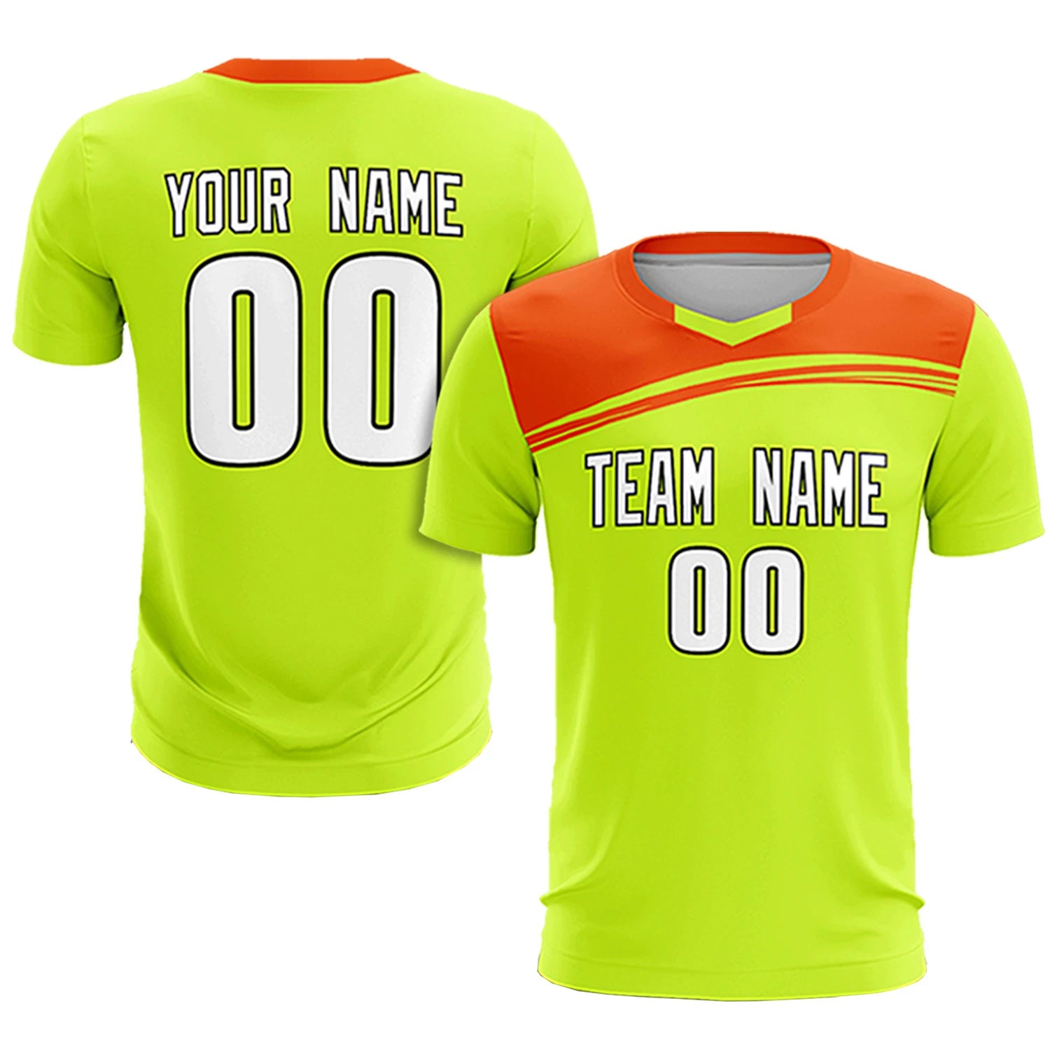Custom Neon Green Orange Personalized Men Soccer Sets Jersey