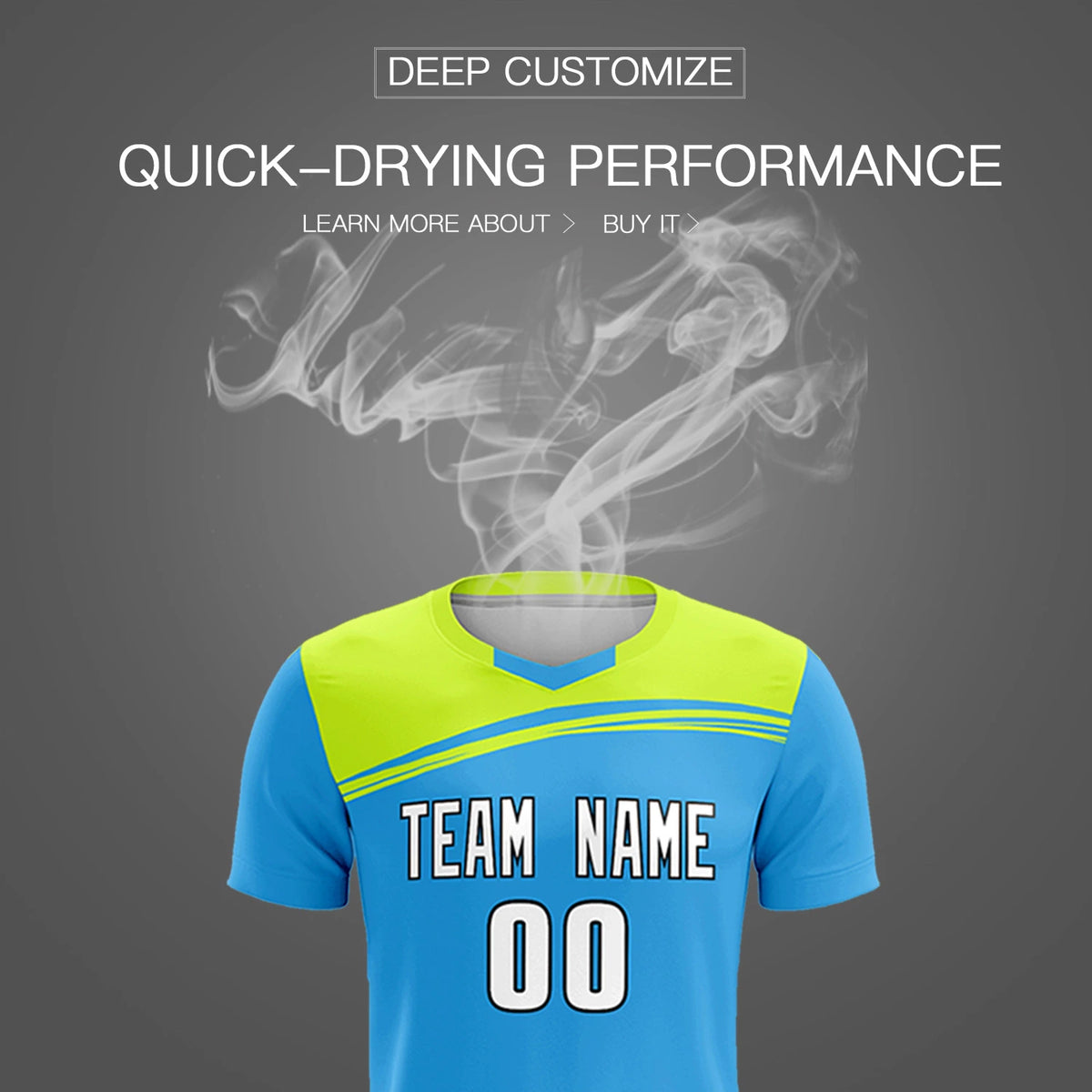 Custom Powder Blue Neon Green Personalized Men Soccer Sets Jersey