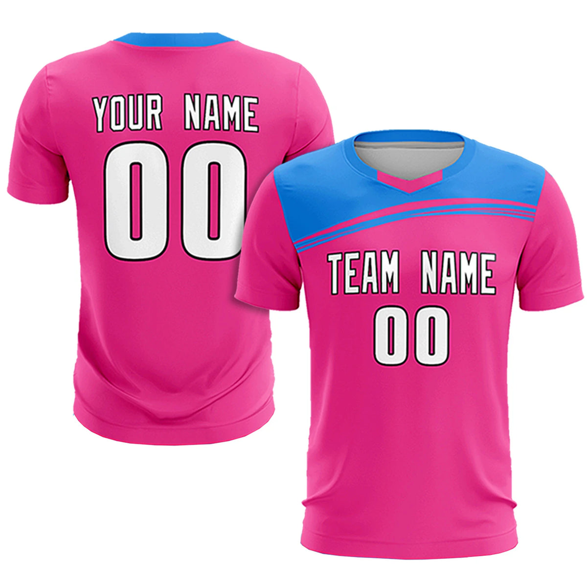 Custom Pink Powder Blue Personalized Men Soccer Sets Jersey