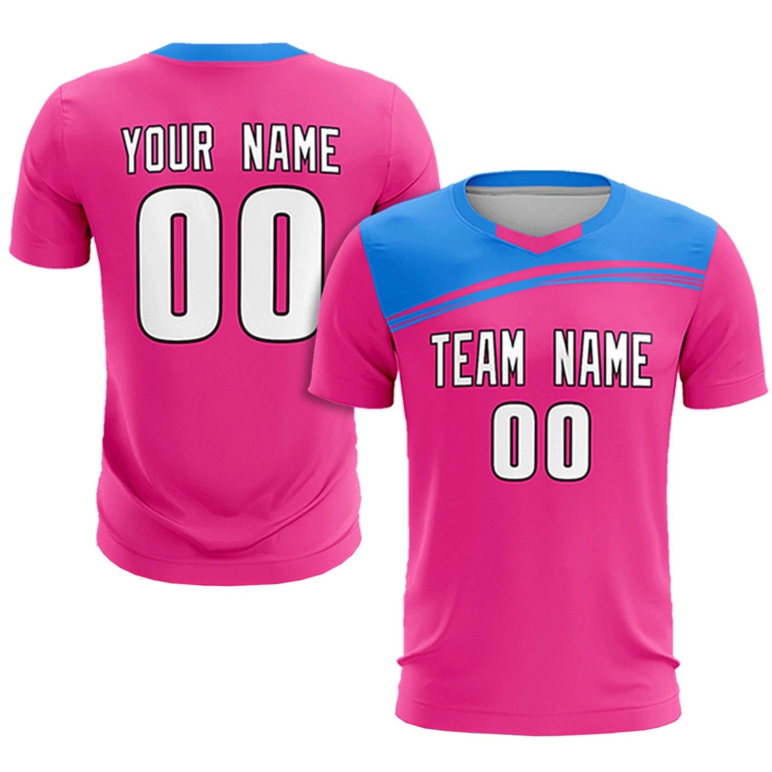 Custom Pink Powder Blue Personalized Men Soccer Sets Jersey