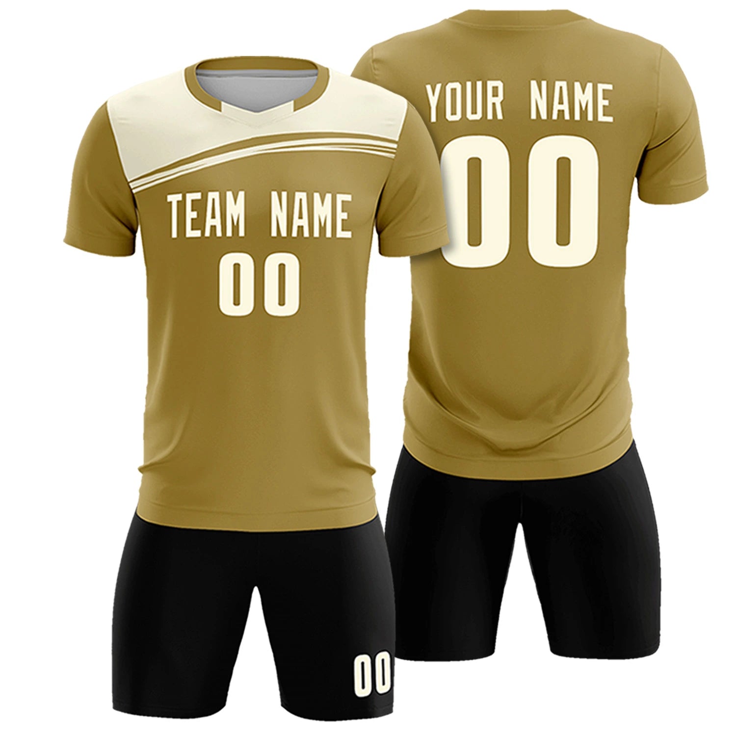 Custom Old Gold Cream Personalized Men Soccer Sets Jersey