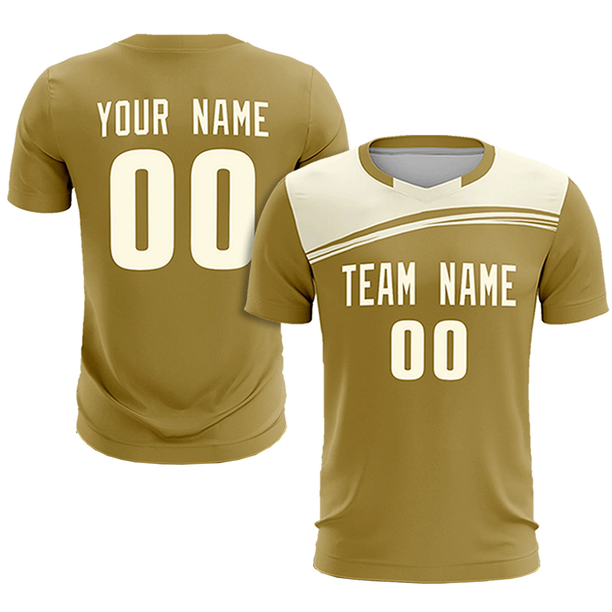 Custom Old Gold Cream Personalized Men Soccer Sets Jersey