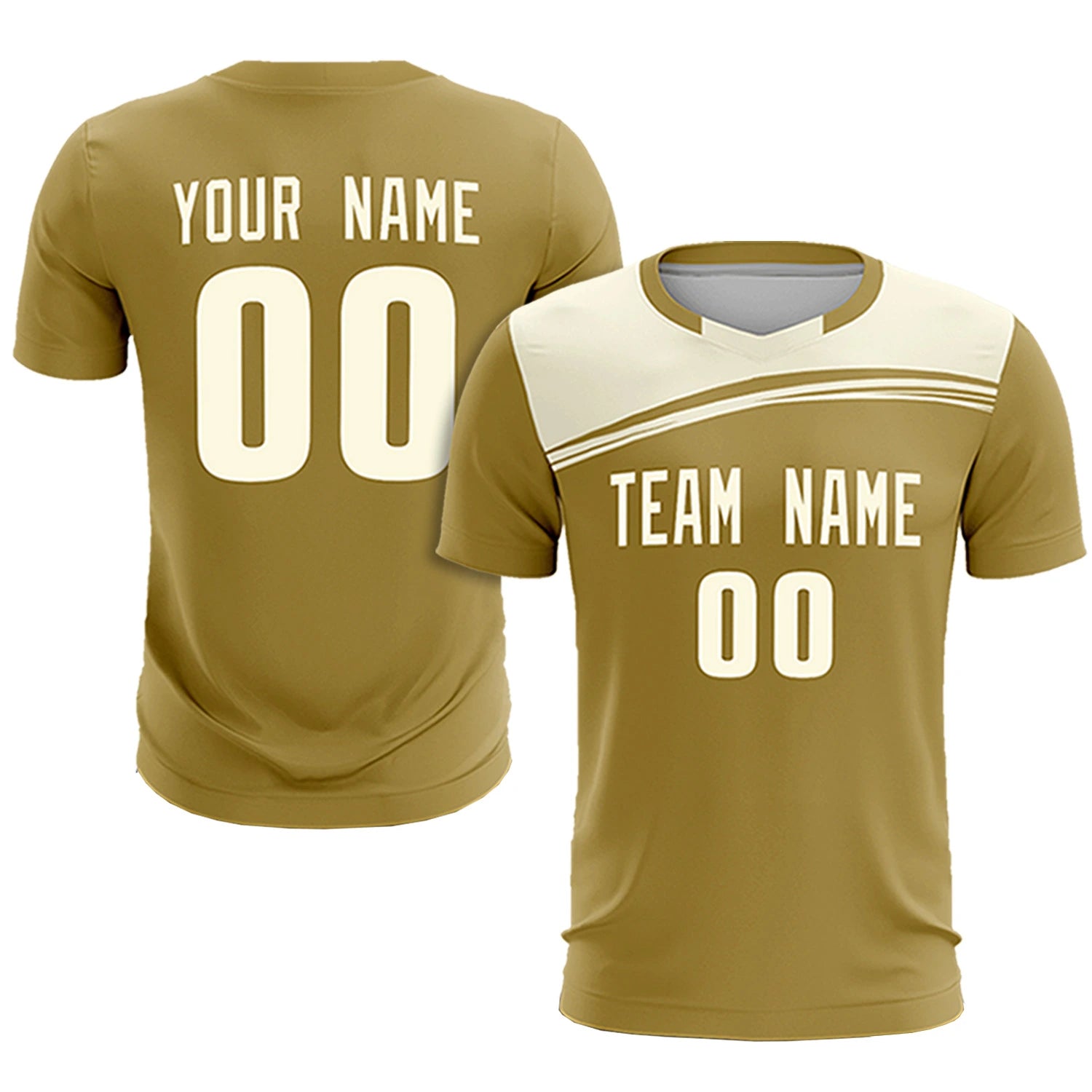 Custom Old Gold Cream Personalized Men Soccer Sets Jersey