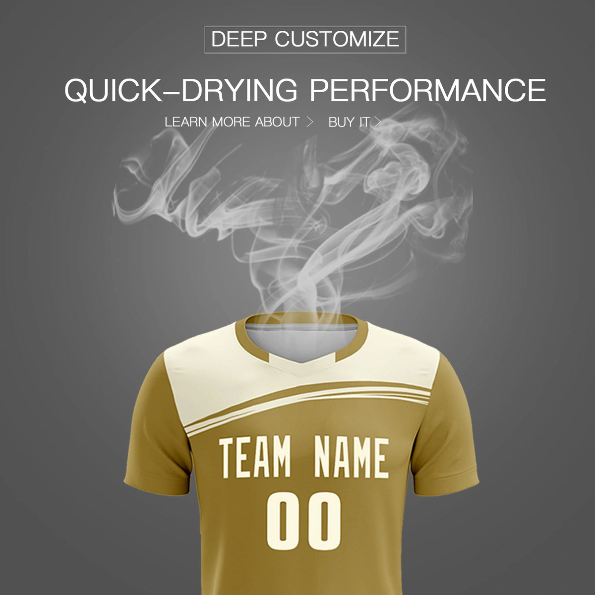 Custom Old Gold Cream Personalized Men Soccer Sets Jersey
