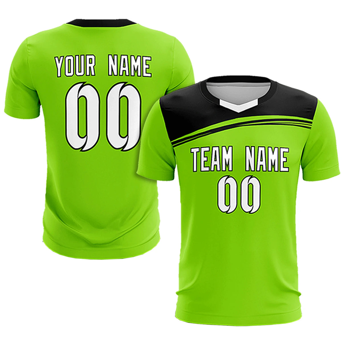 Custom Neon Green Black Personalized Men Soccer Sets Jersey