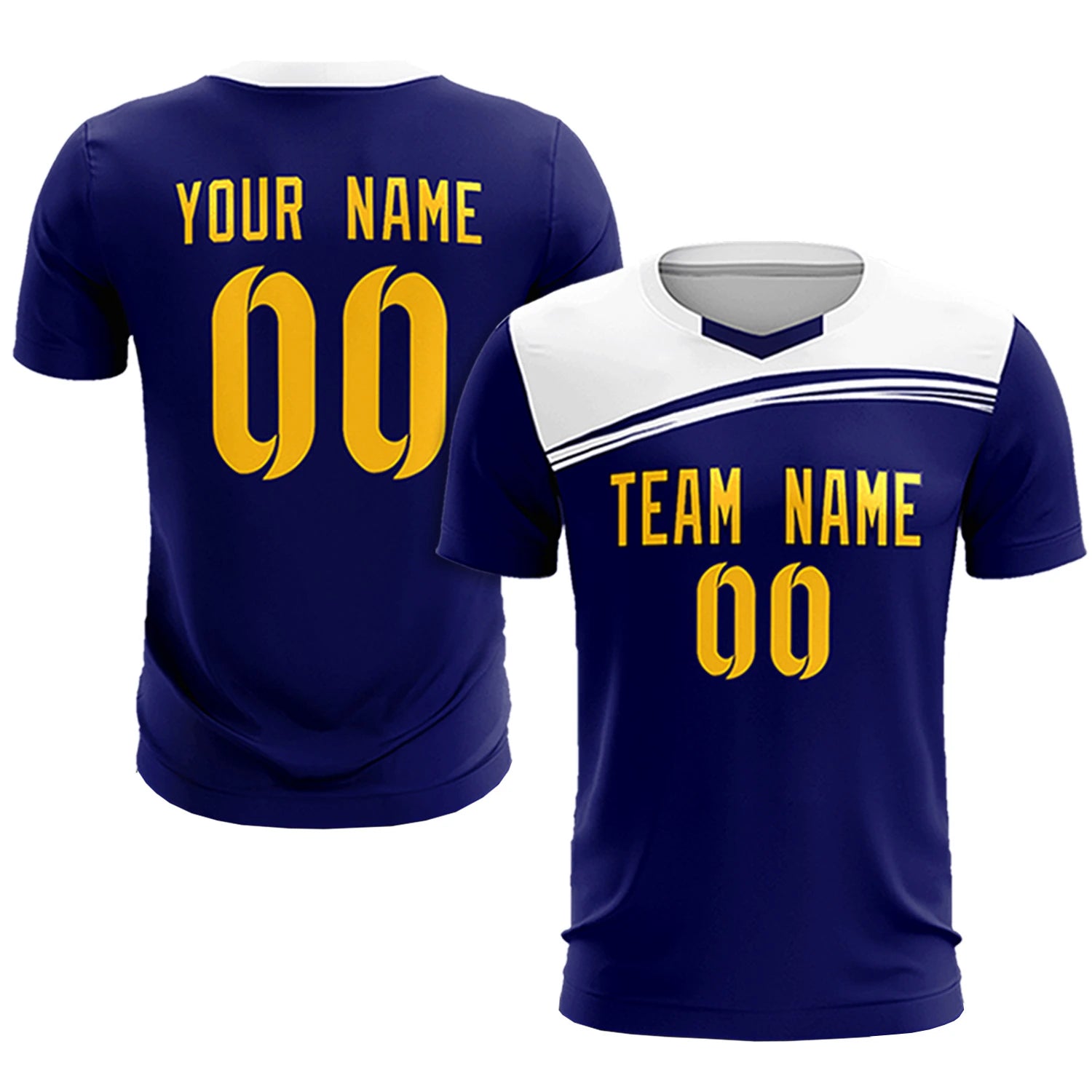 Custom Royal Blue White Personalized Men Soccer Sets Jersey
