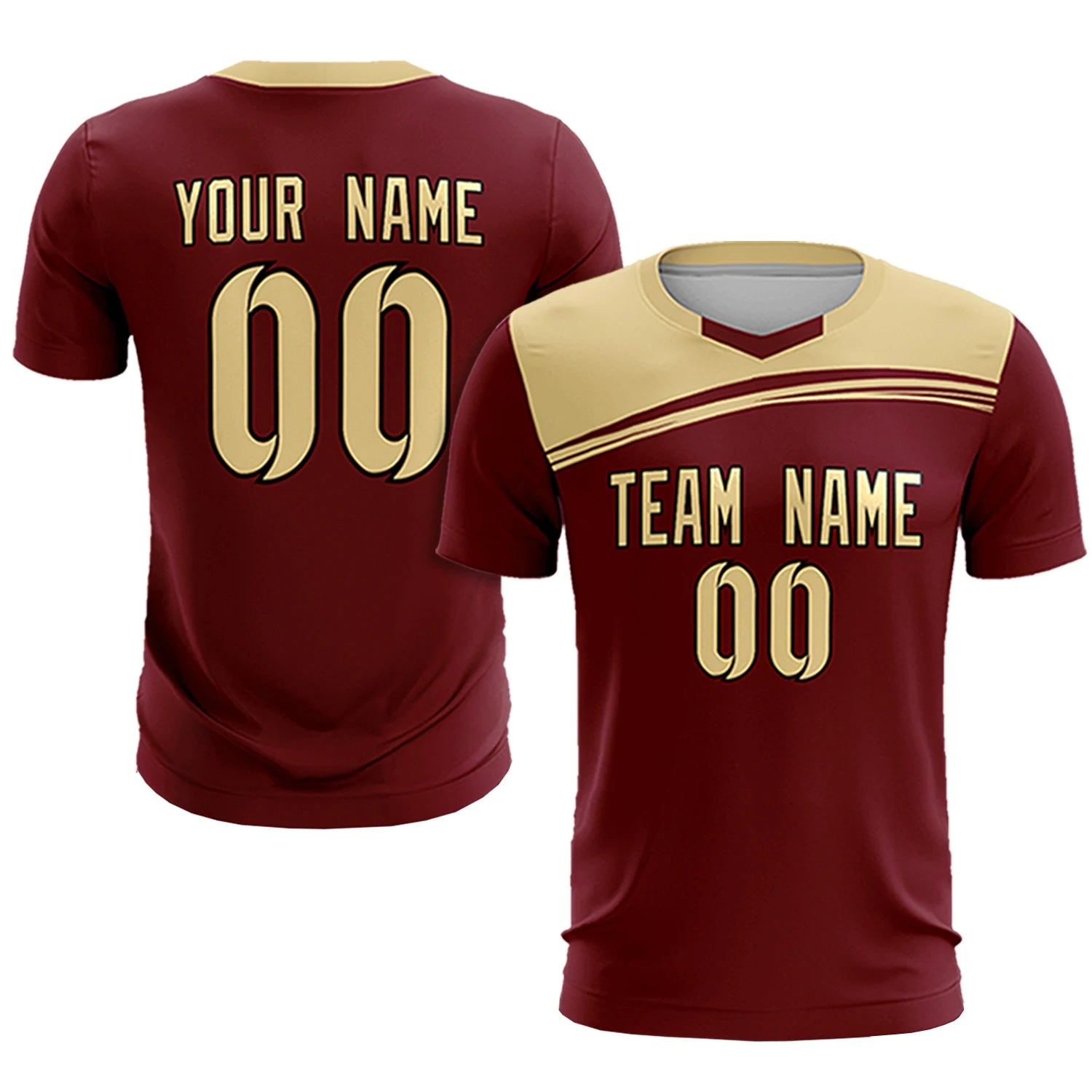 Custom Crimson Khaki Personalized Men Soccer Sets Jersey