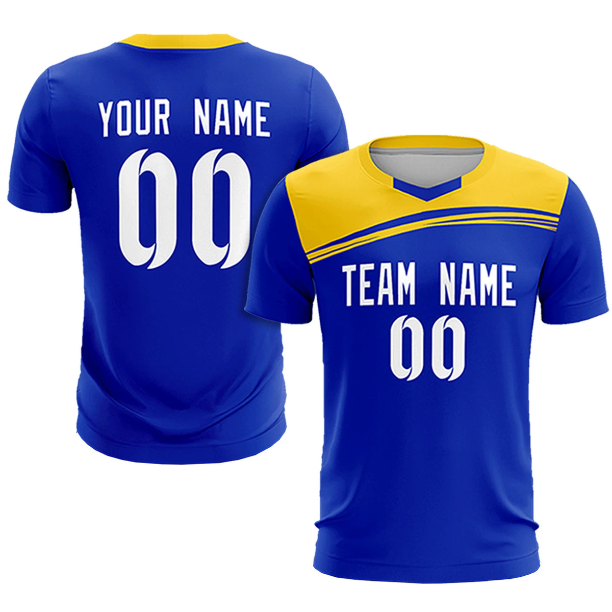 Custom Royal Blue Gold01 Personalized Men Soccer Sets Jersey