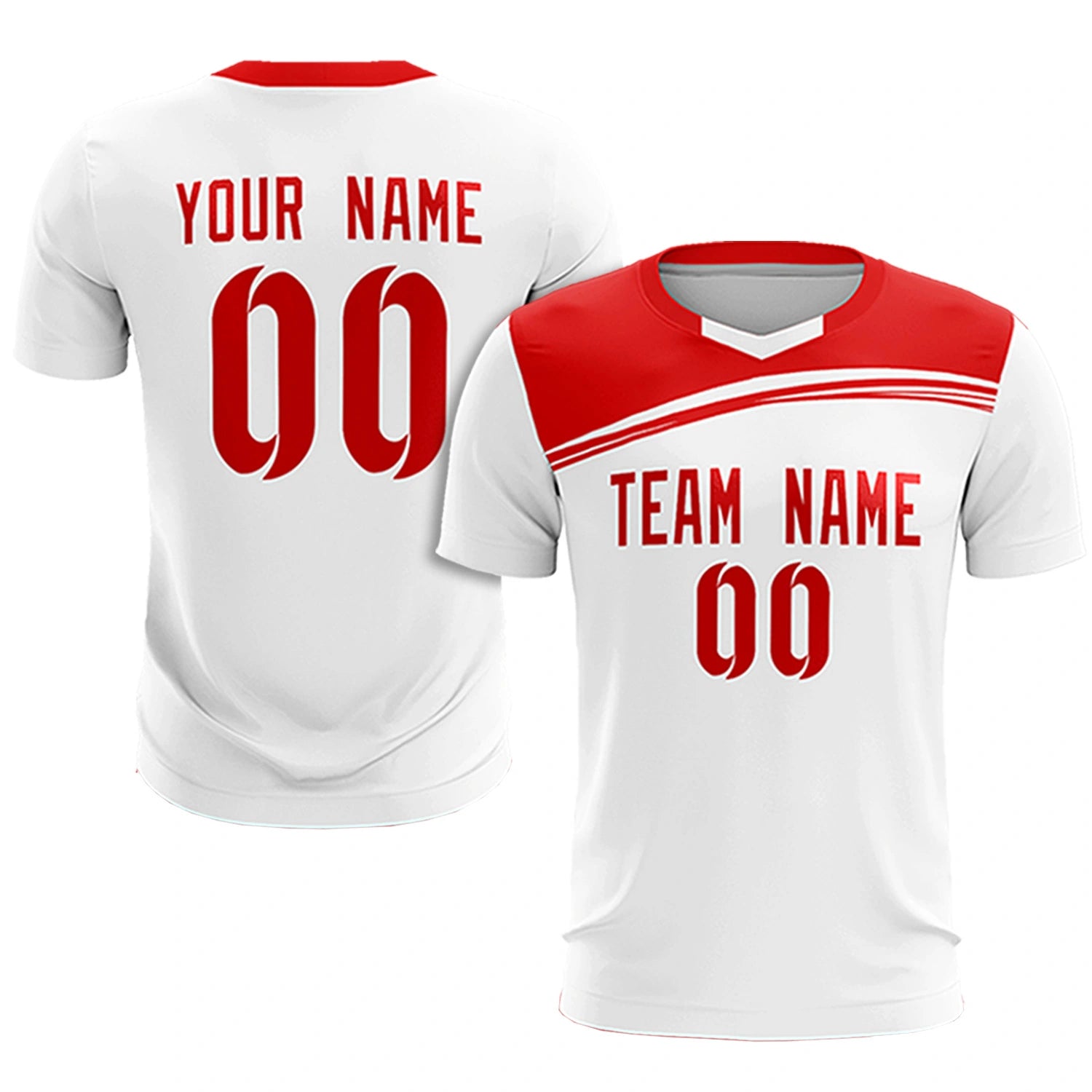 Custom White Red Personalized Men Soccer Sets Jersey