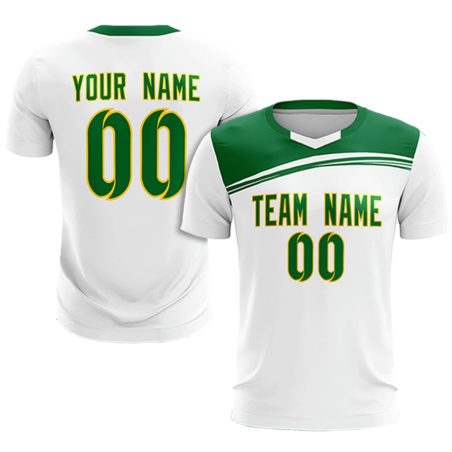 Custom White Kelly Green Personalized Men Soccer Sets Jersey