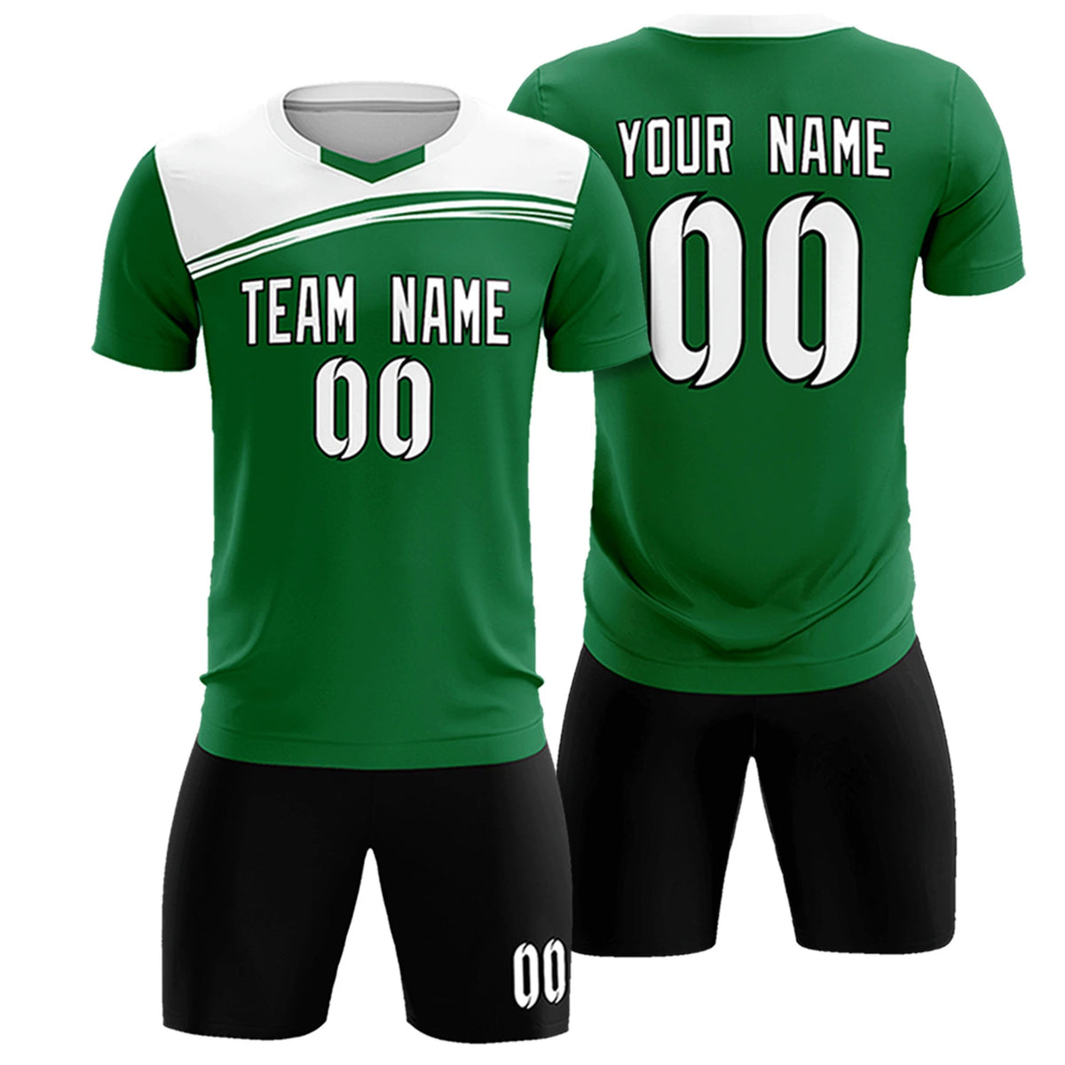 Custom Kelly Green White Personalized Men Soccer Sets Jersey