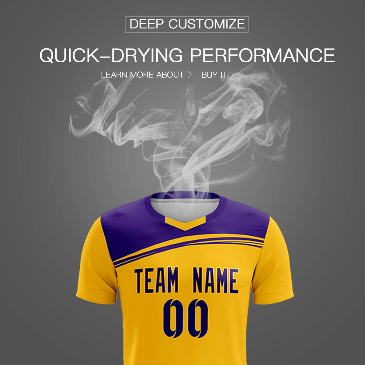 Custom Yellow Purple Personalized Men Soccer Sets Jersey