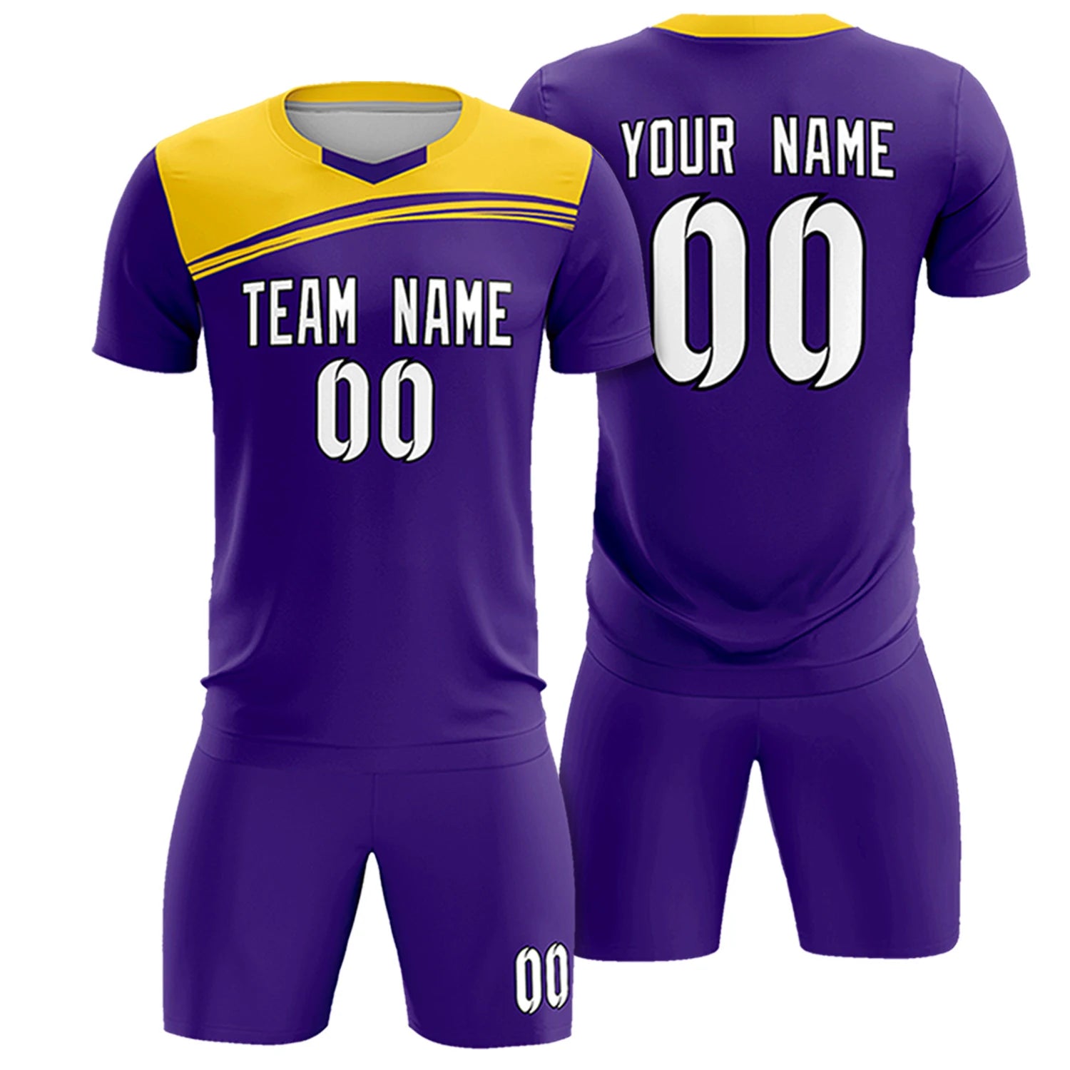 Custom Purple Gold01 Personalized Men Soccer Sets Jersey