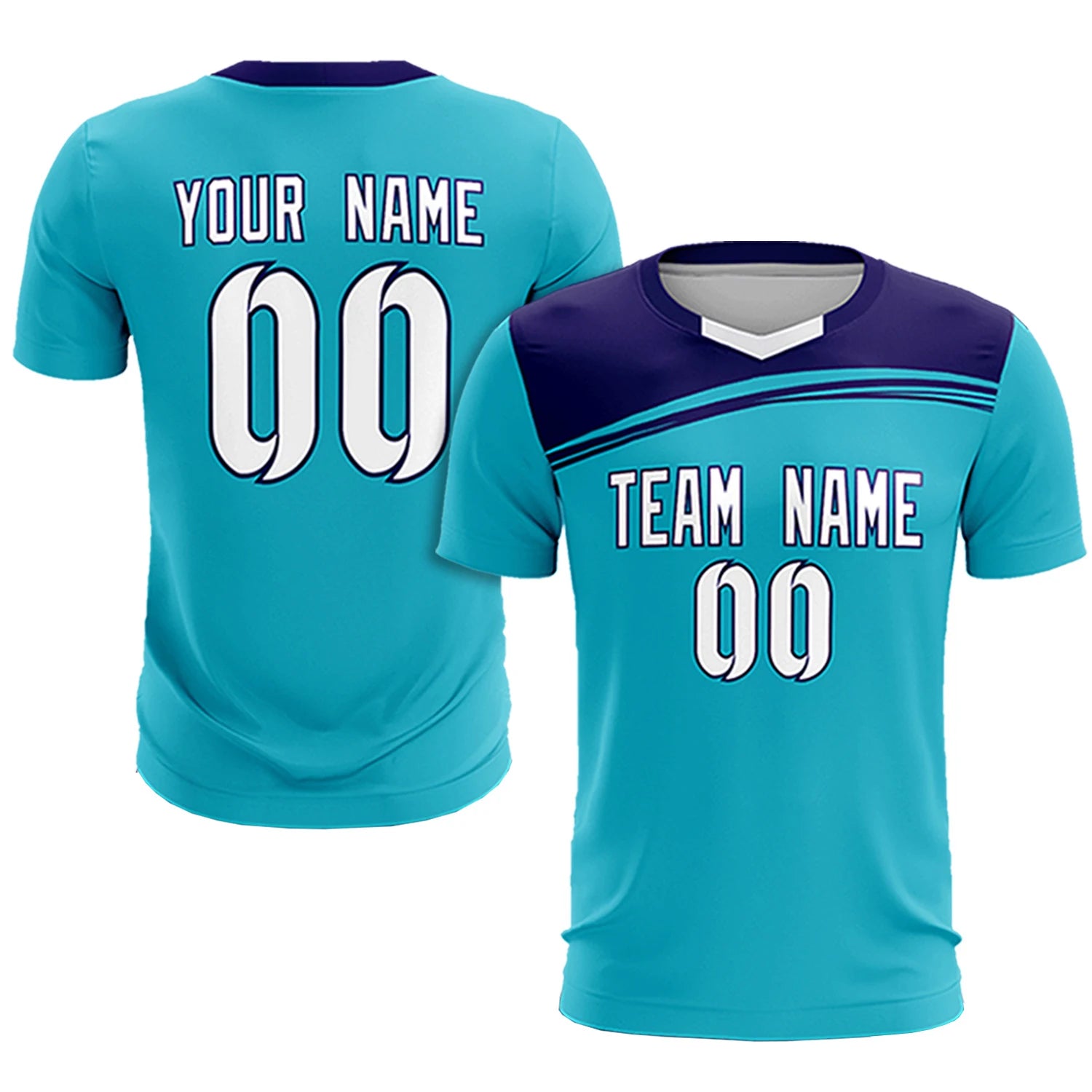 Custom Sky Blue Purple White Personalized Men Soccer Sets Jersey