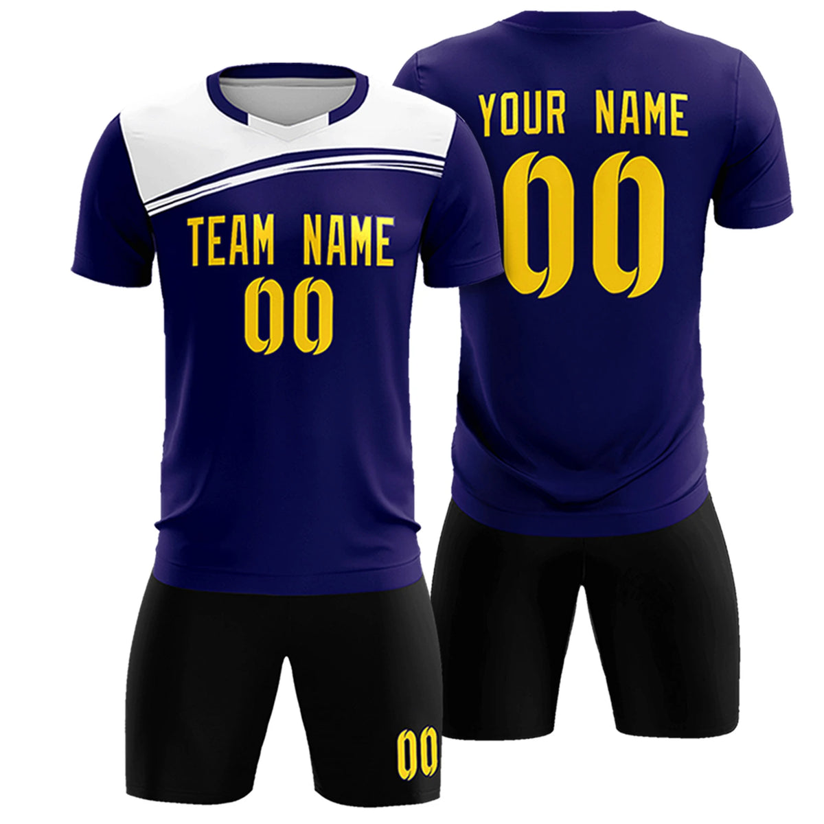 Custom Purple White White Personalized Men Soccer Sets Jersey