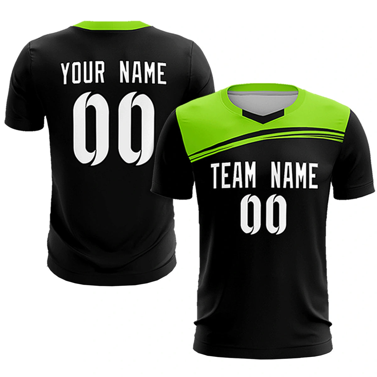 Custom Navy Neon Green Personalized Men Soccer Sets Jersey