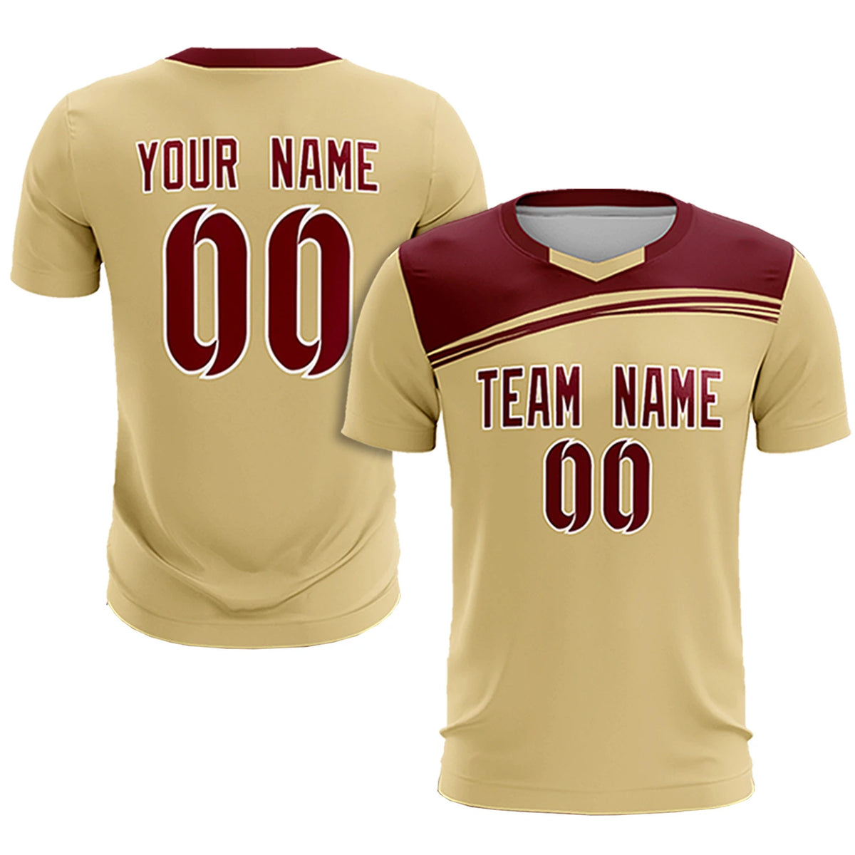 Custom Khaki Crimson Personalized Men Soccer Sets Jersey