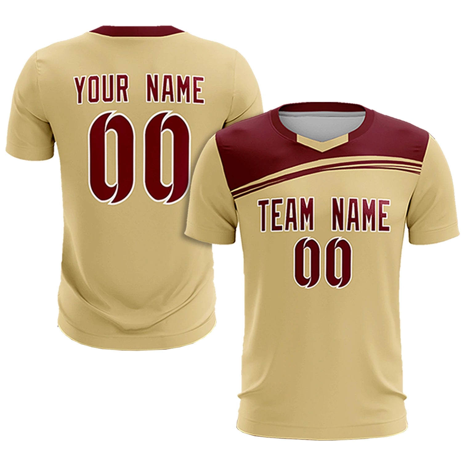Custom Khaki Crimson Personalized Men Soccer Sets Jersey