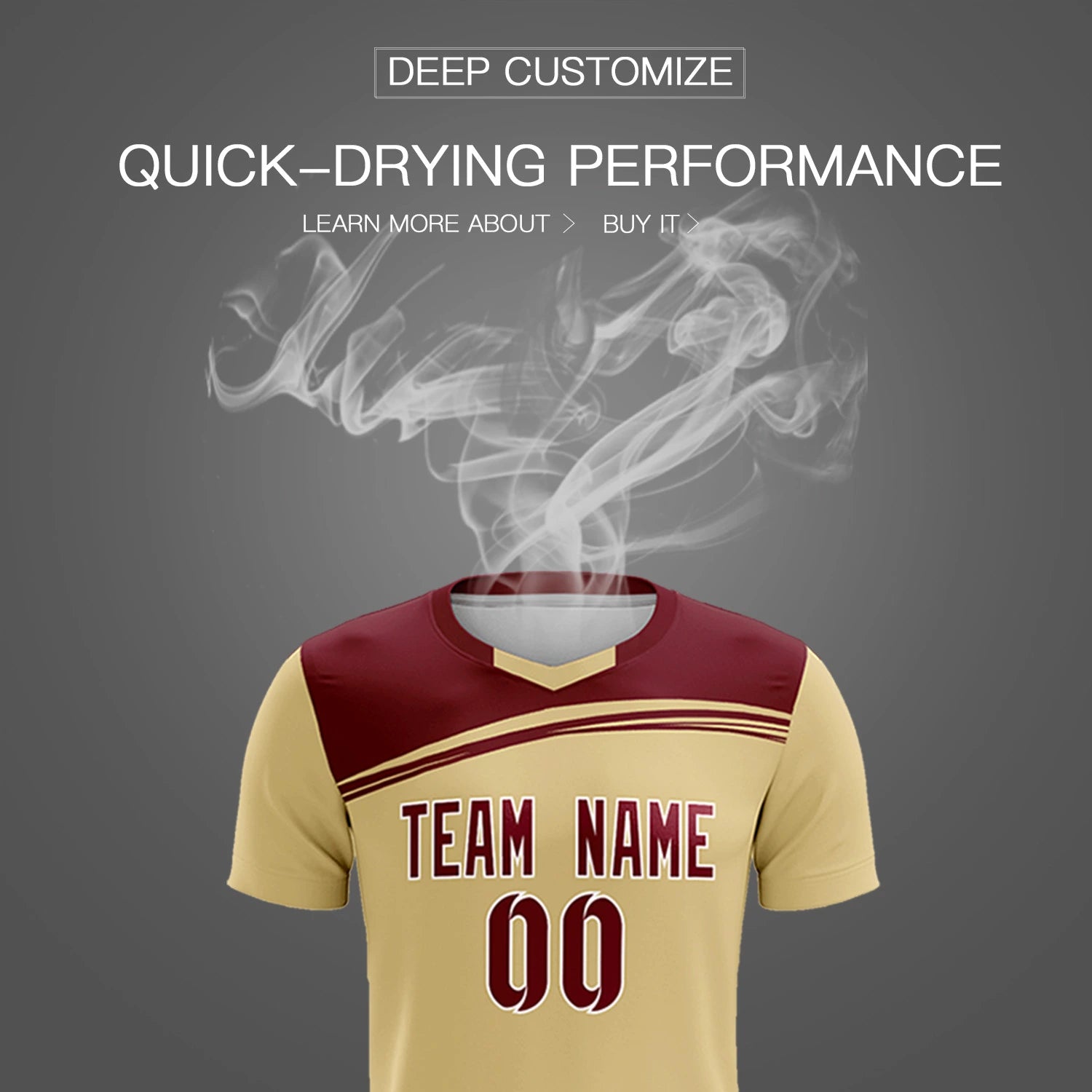 Custom Khaki Crimson Personalized Men Soccer Sets Jersey