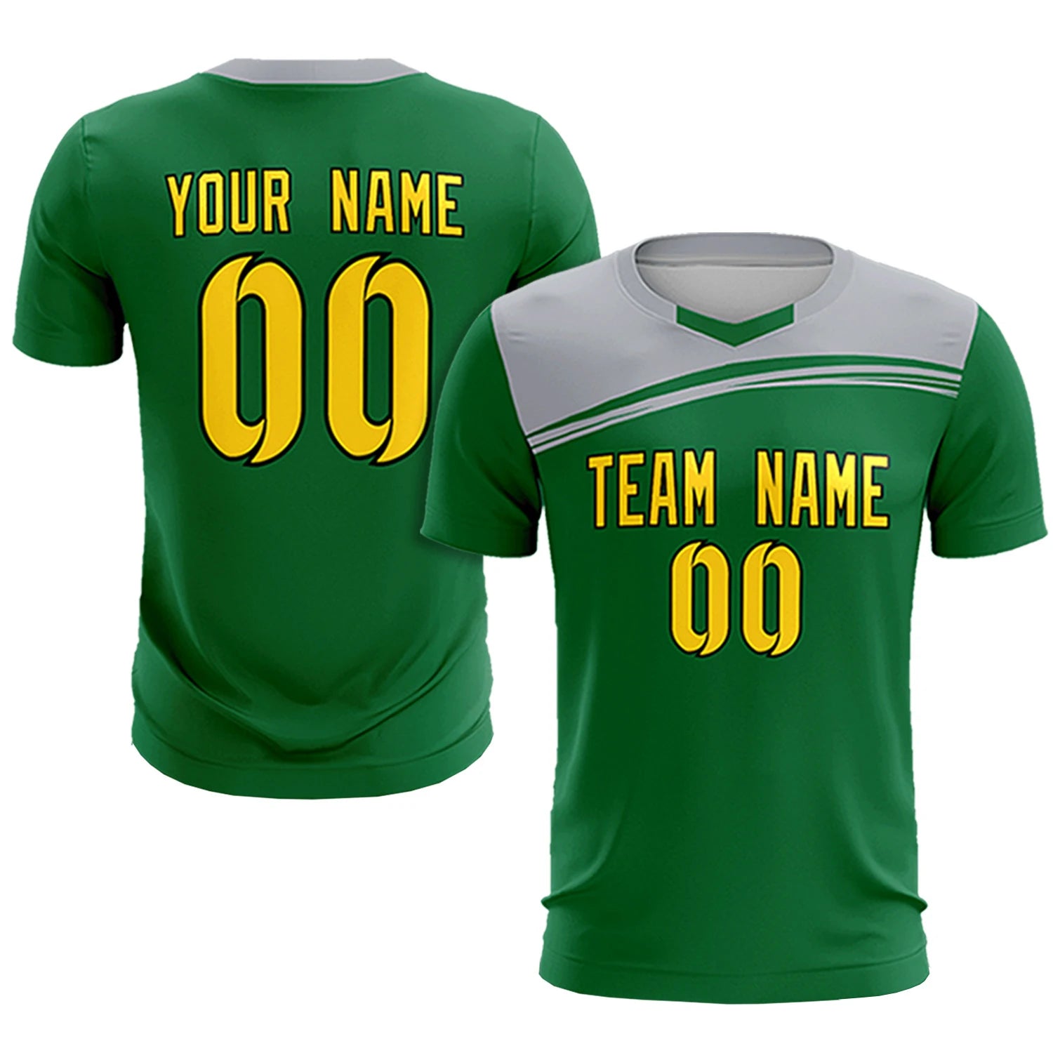 Custom Kelly Green Gray Personalized Men Soccer Sets Jersey