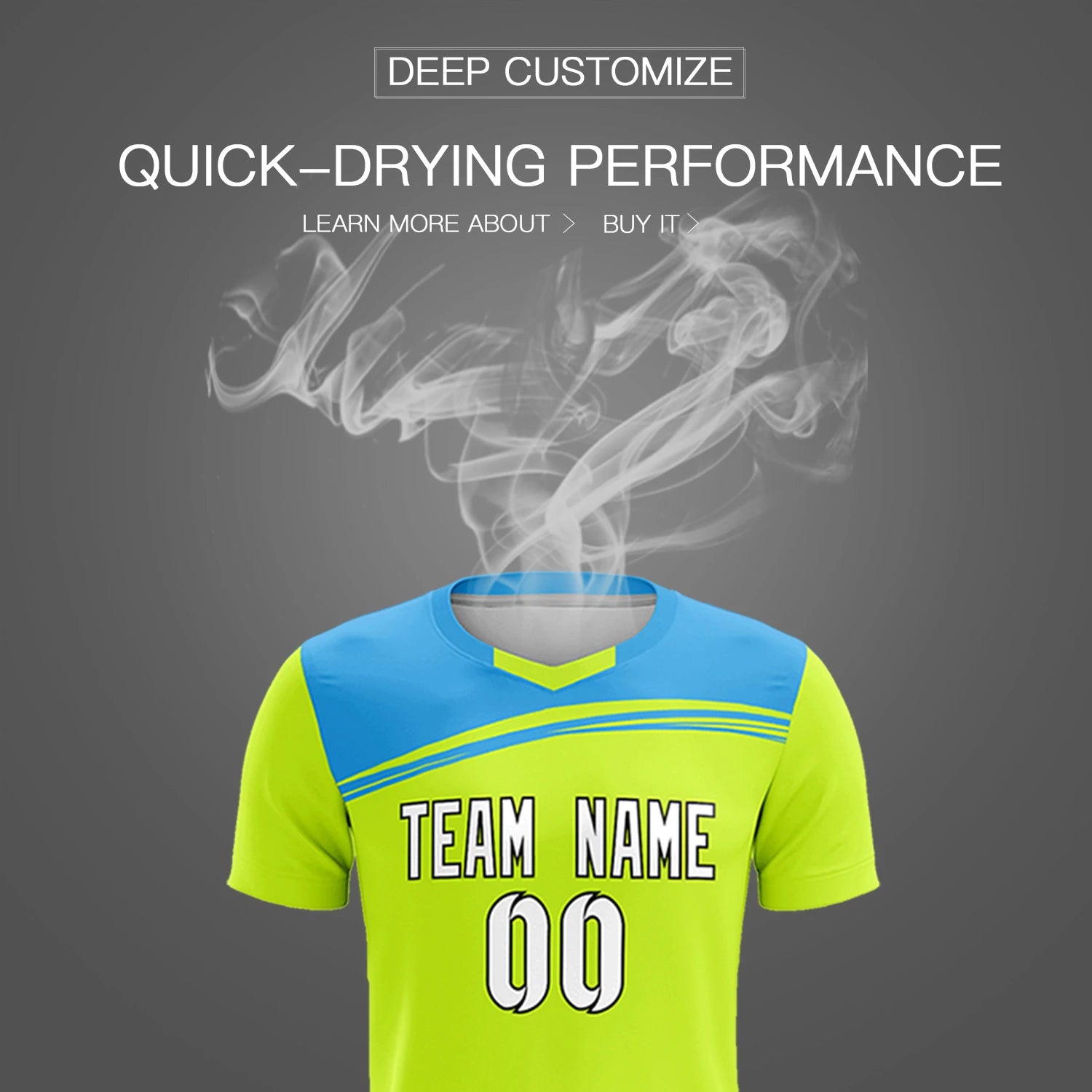 Custom Neon Green Powder Blue Personalized Men Soccer Sets Jersey