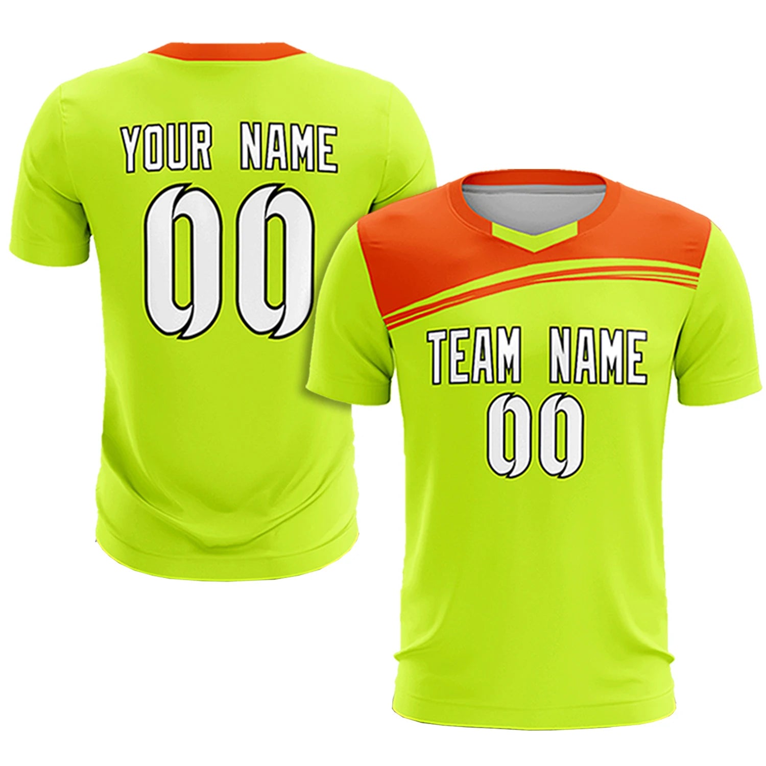 Custom Neon Green Orange Personalized Men Soccer Sets Jersey