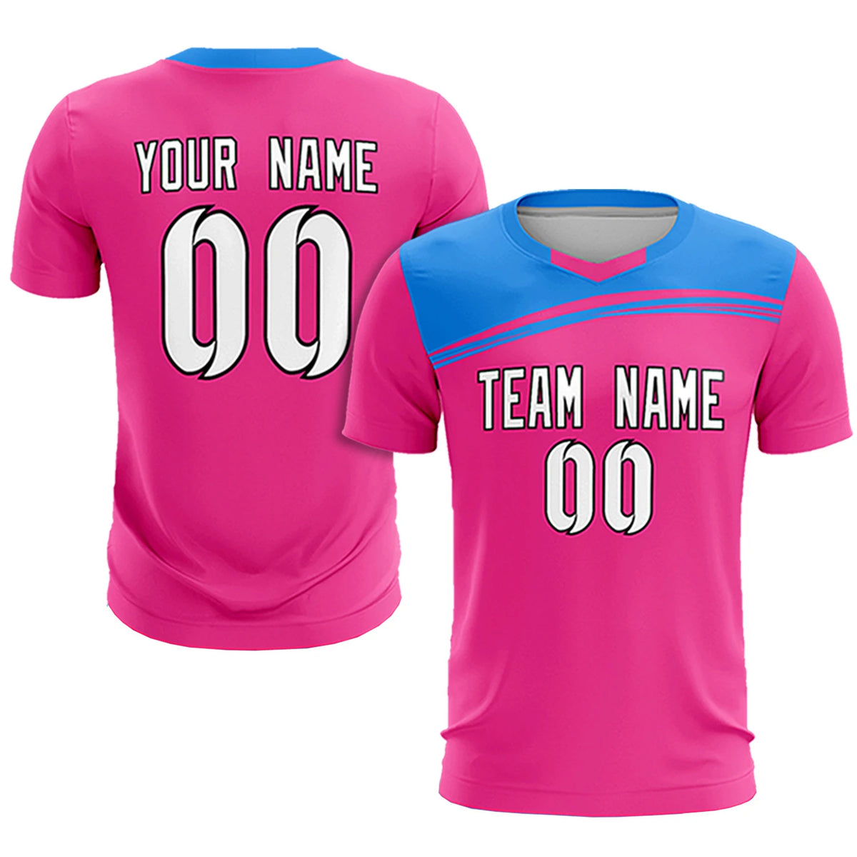 Custom Pink Powder Blue Personalized Men Soccer Sets Jersey