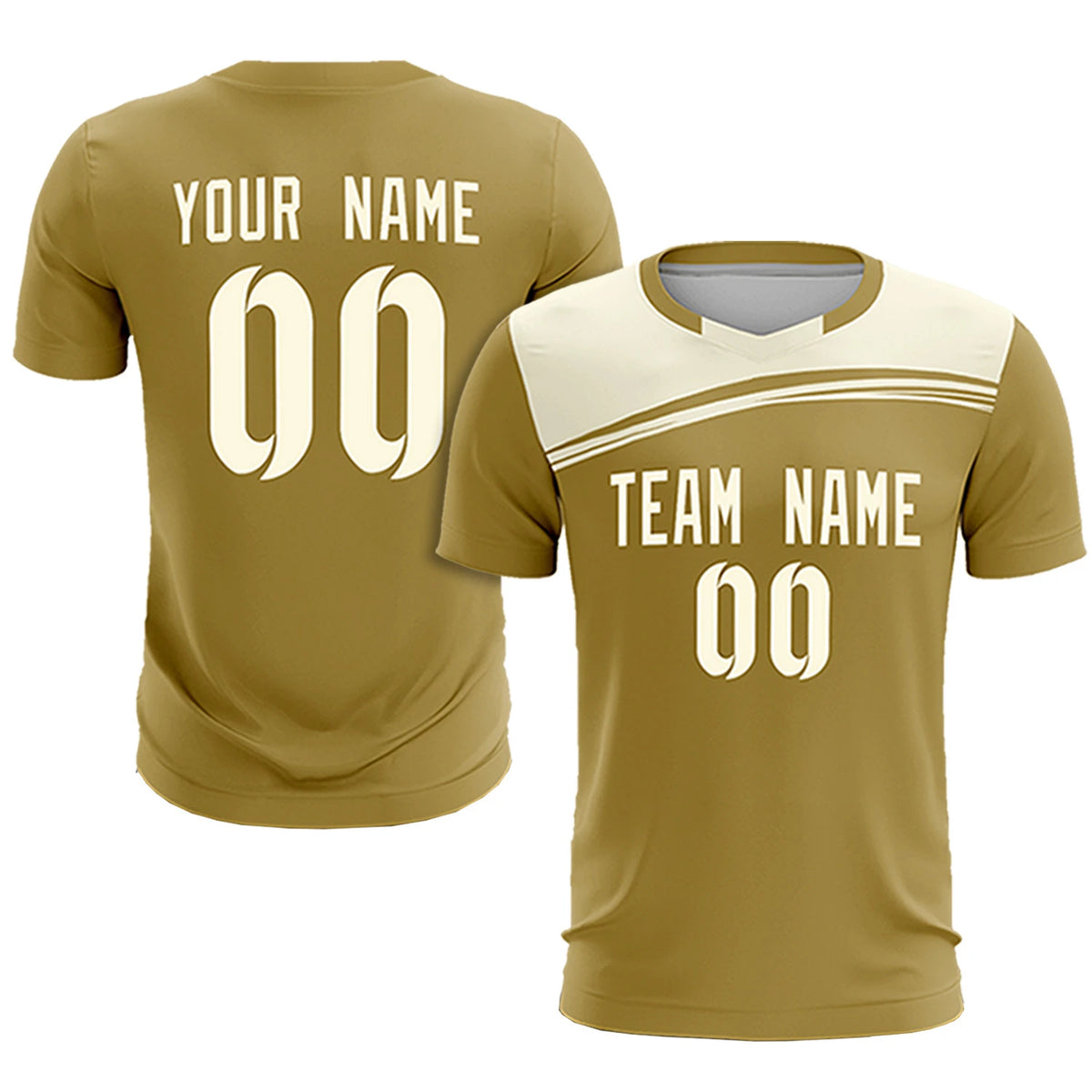 Custom Old Gold Cream Personalized Men Soccer Sets Jersey