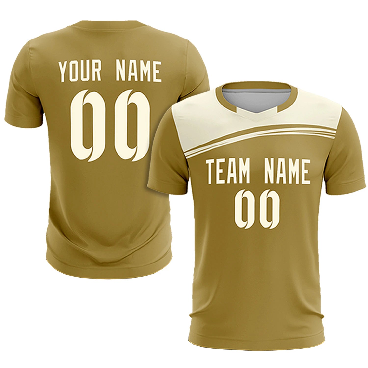 Custom Old Gold Cream Personalized Men Soccer Sets Jersey